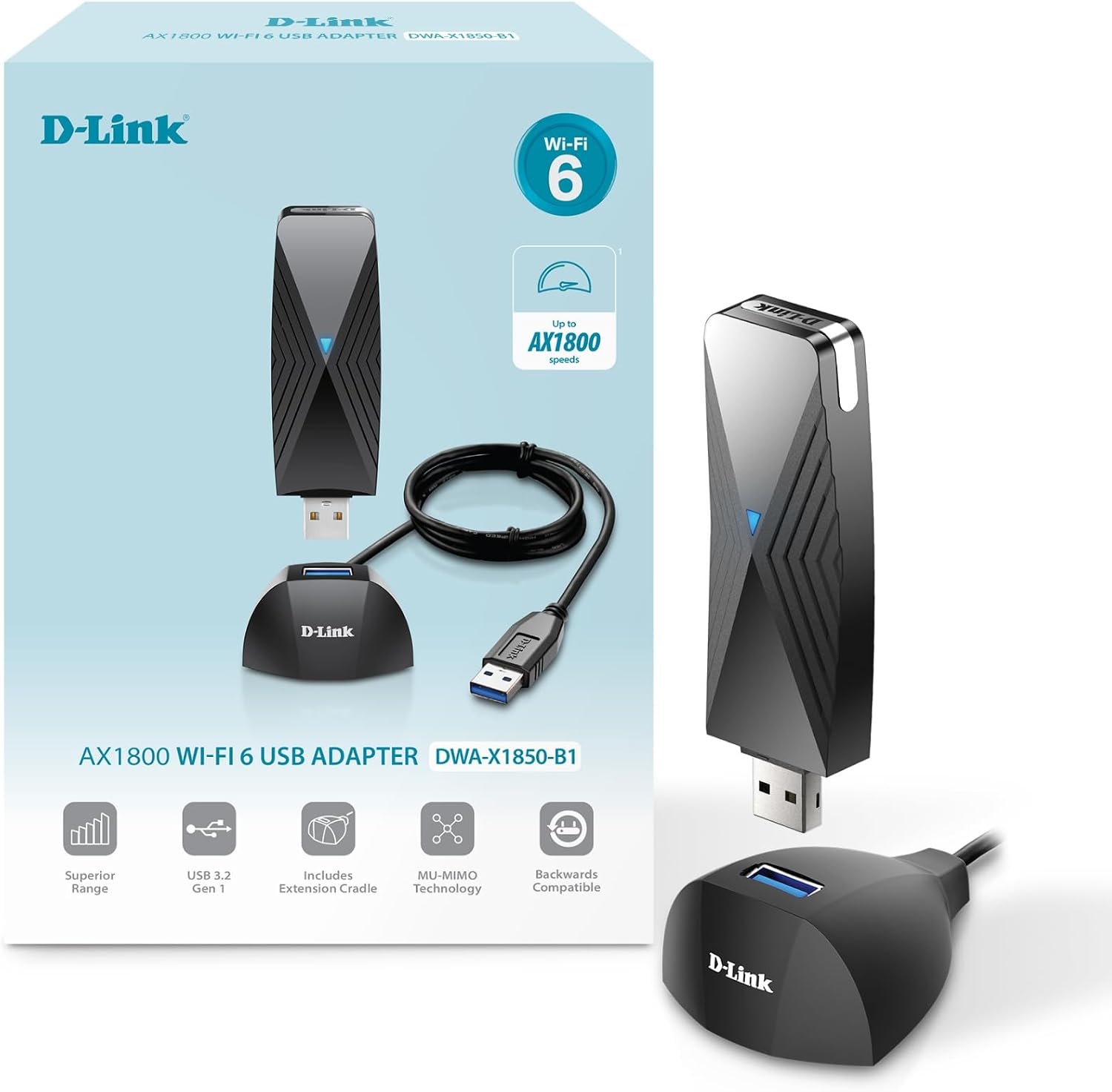 Detalle de D-Link DWA-X1850 AX1800 USB Wi‑Fi 6 Adapter