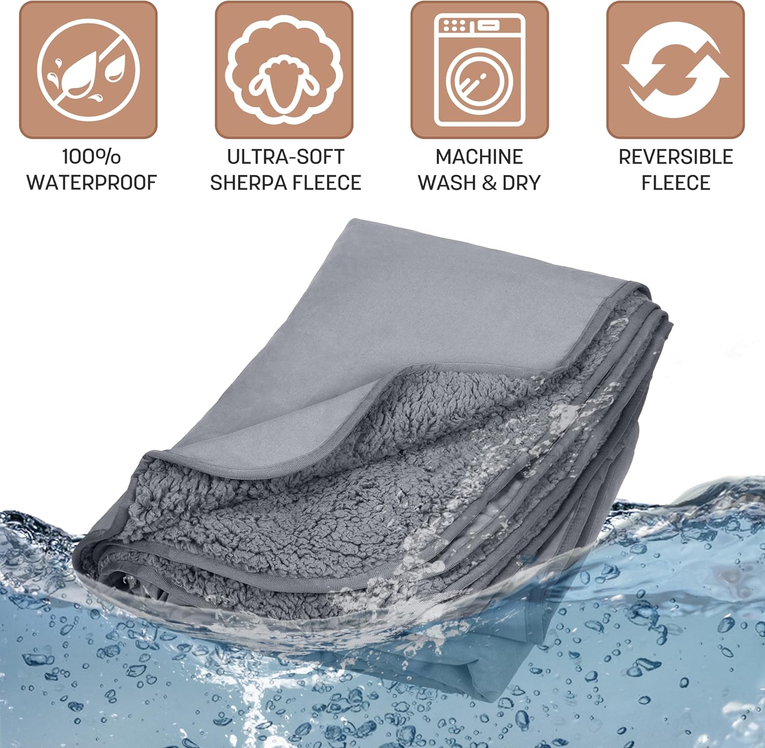Thumbnail 4 de Kato Tirrinia wasserdichte Outdoor-Decke – 130 × 150 cm, Sherpa-Futter, wasserdicht & windfest