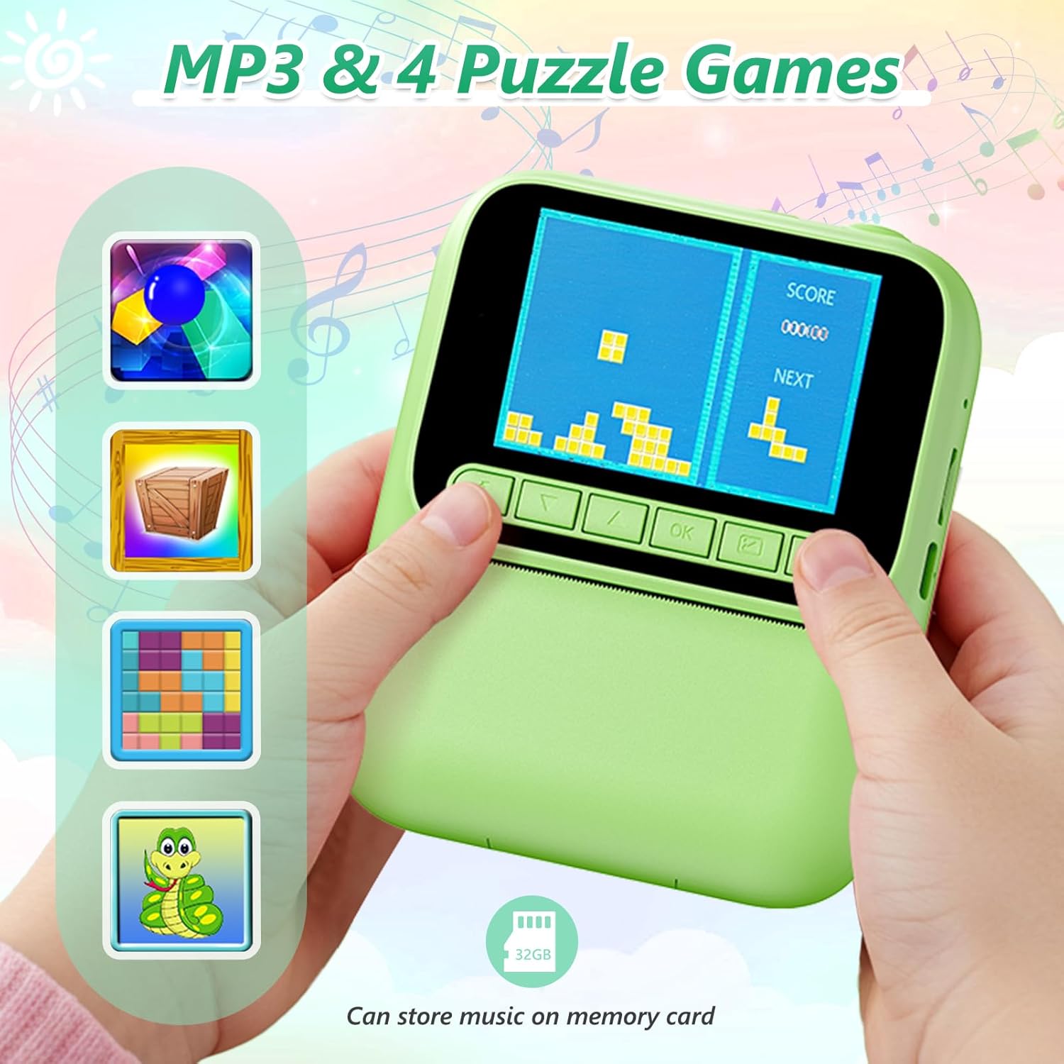 Detalle 2 de Naxup Sofortbildkamera für Kinder – 1080P, Druckpapierfarben, 32GB & kreative Extras (Grün)
