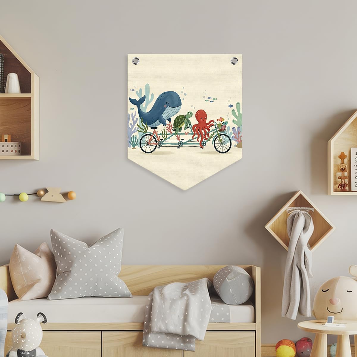 Detalle 2 de URYRJGH Sea Animal Wall Banner, 14 x 12.4 Inches