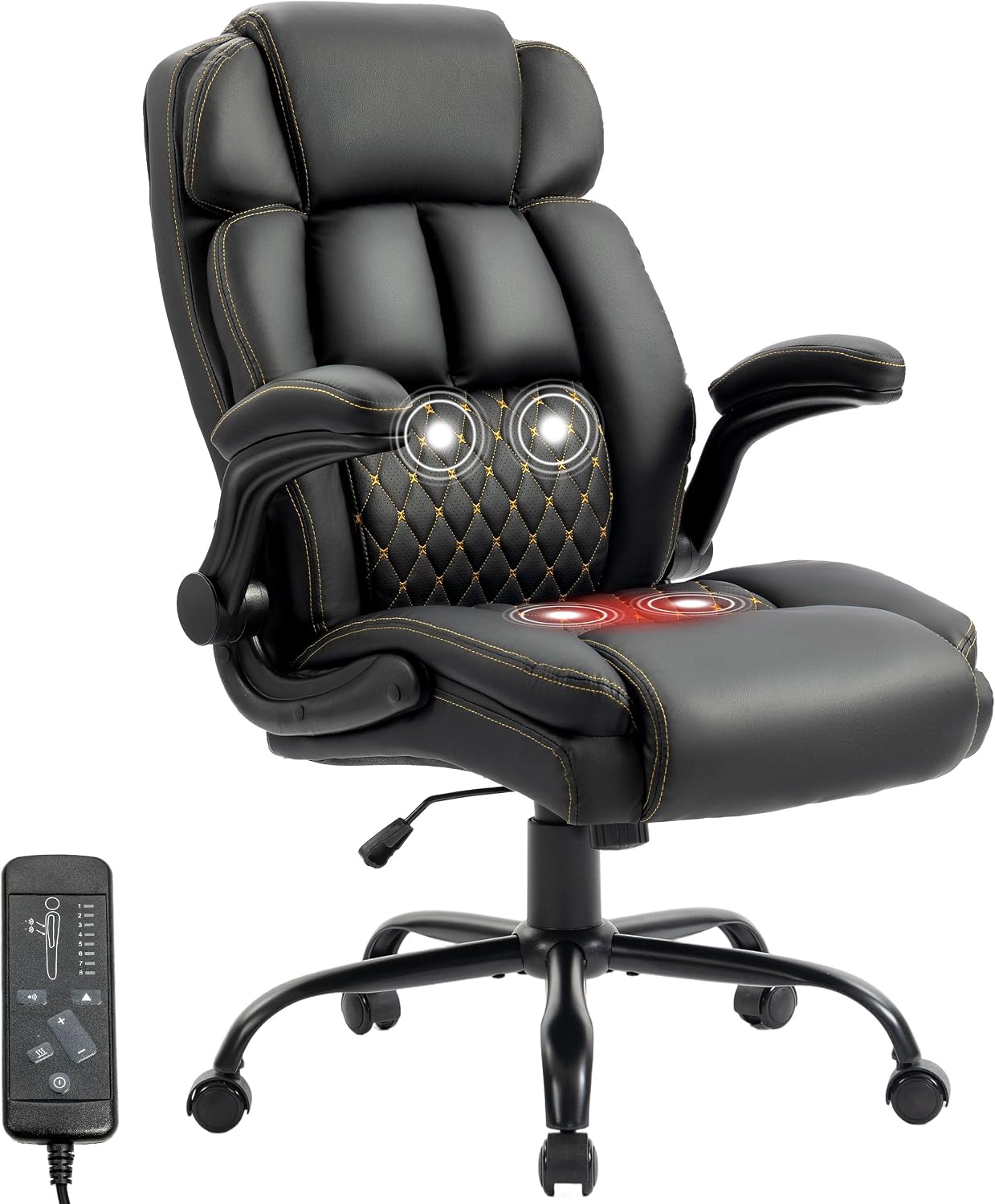 BIGGARSIT Massage office chair, 500 lb Capacity, Heat and 4-Point Vibration