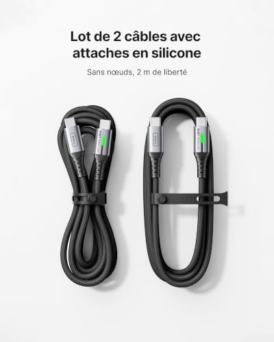 Detalle de INIU 240W Câble USB-C vers USB-C 2m (2-pack) PD3.0 – Charge rapide et fiable