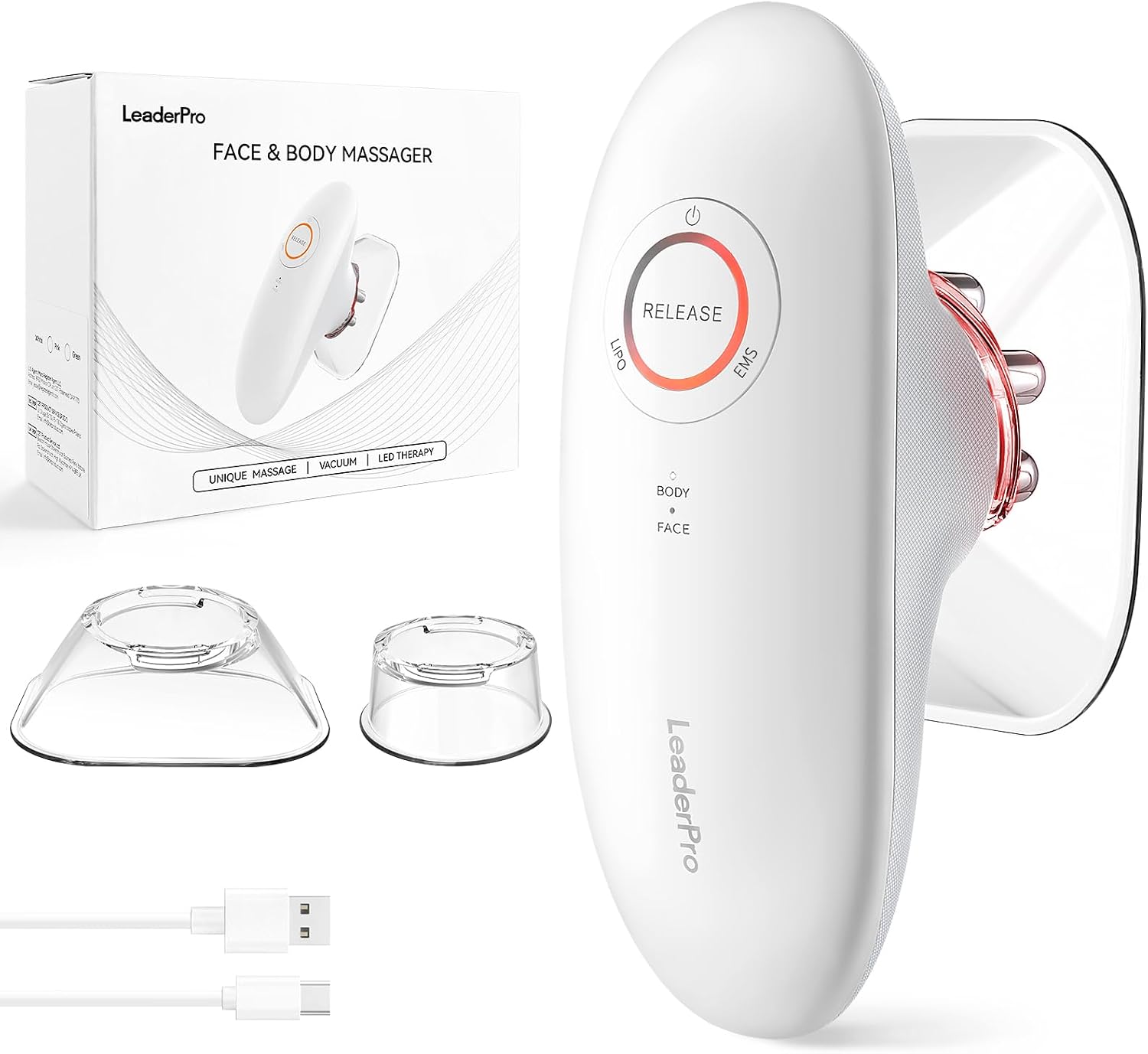 Thumbnail 6 de Masseur Anti Cellulite Électrique à Ventouse, EMS et Lumière Rouge – 3 Niveaux d’Intensité, 2 Ventouses