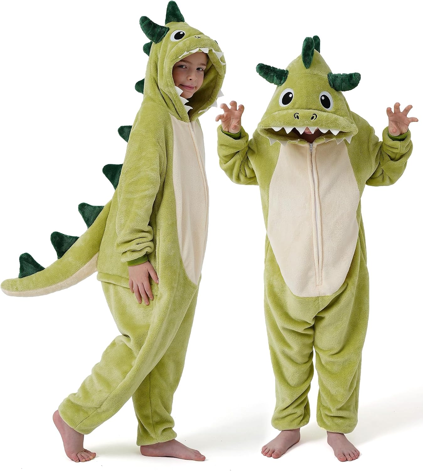 Detalle de Dxilm Kids Dinosaur Onesie Costume, Flannel Pajamas with 3D Hood and Tail