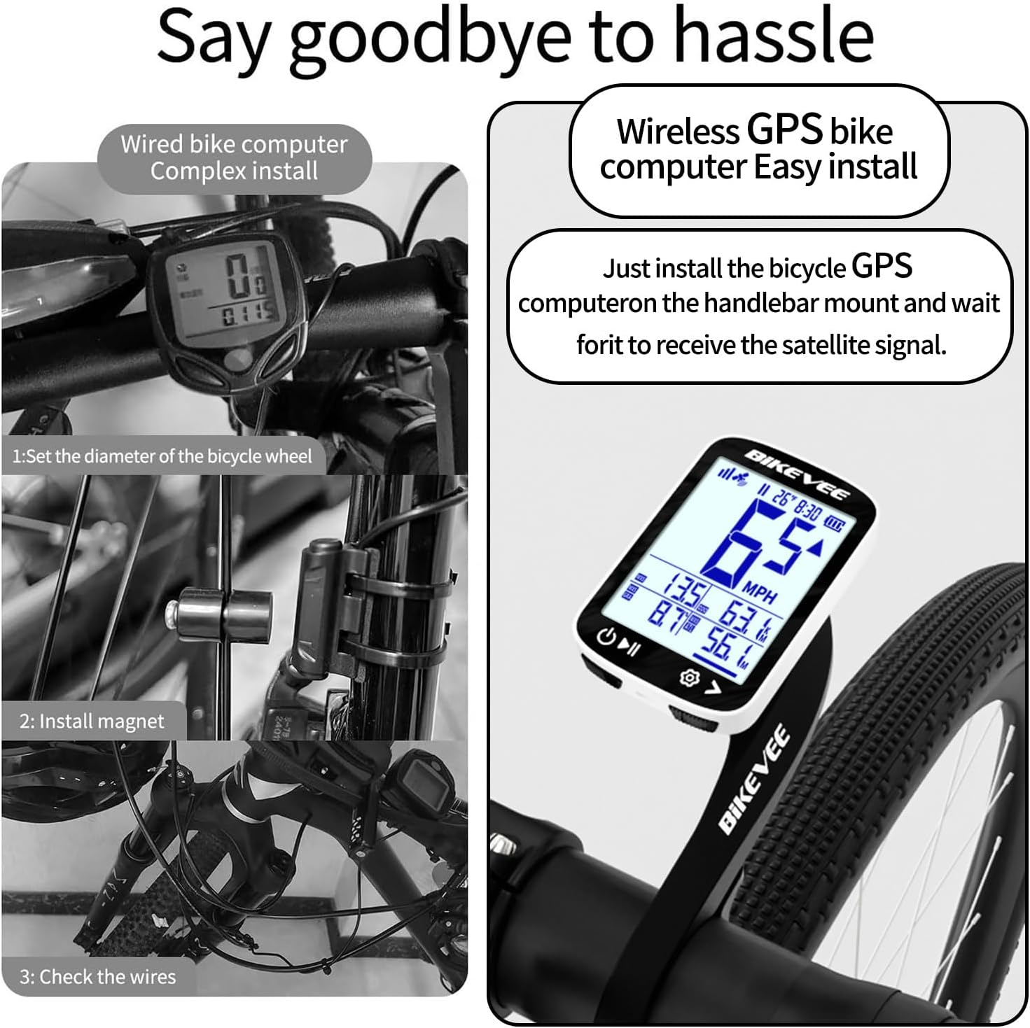 Thumbnail 2 de Bikevee GPS Bike Computer with 2.4 Inch Wireless Speedometer (IPX7, Auto Start/Stop)