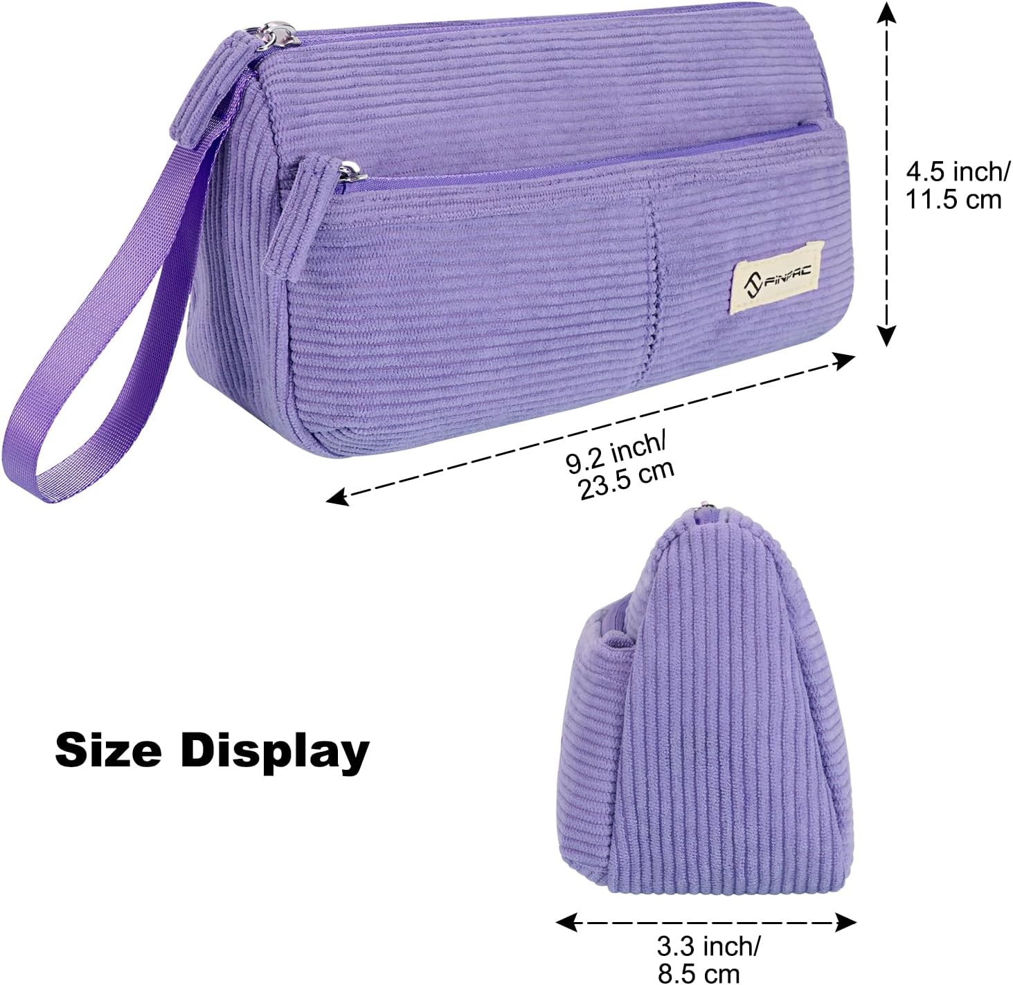 Thumbnail 4 de Trousse scolaire FINPAC en velours côtelé (violette) avec poche zippée et dragonne