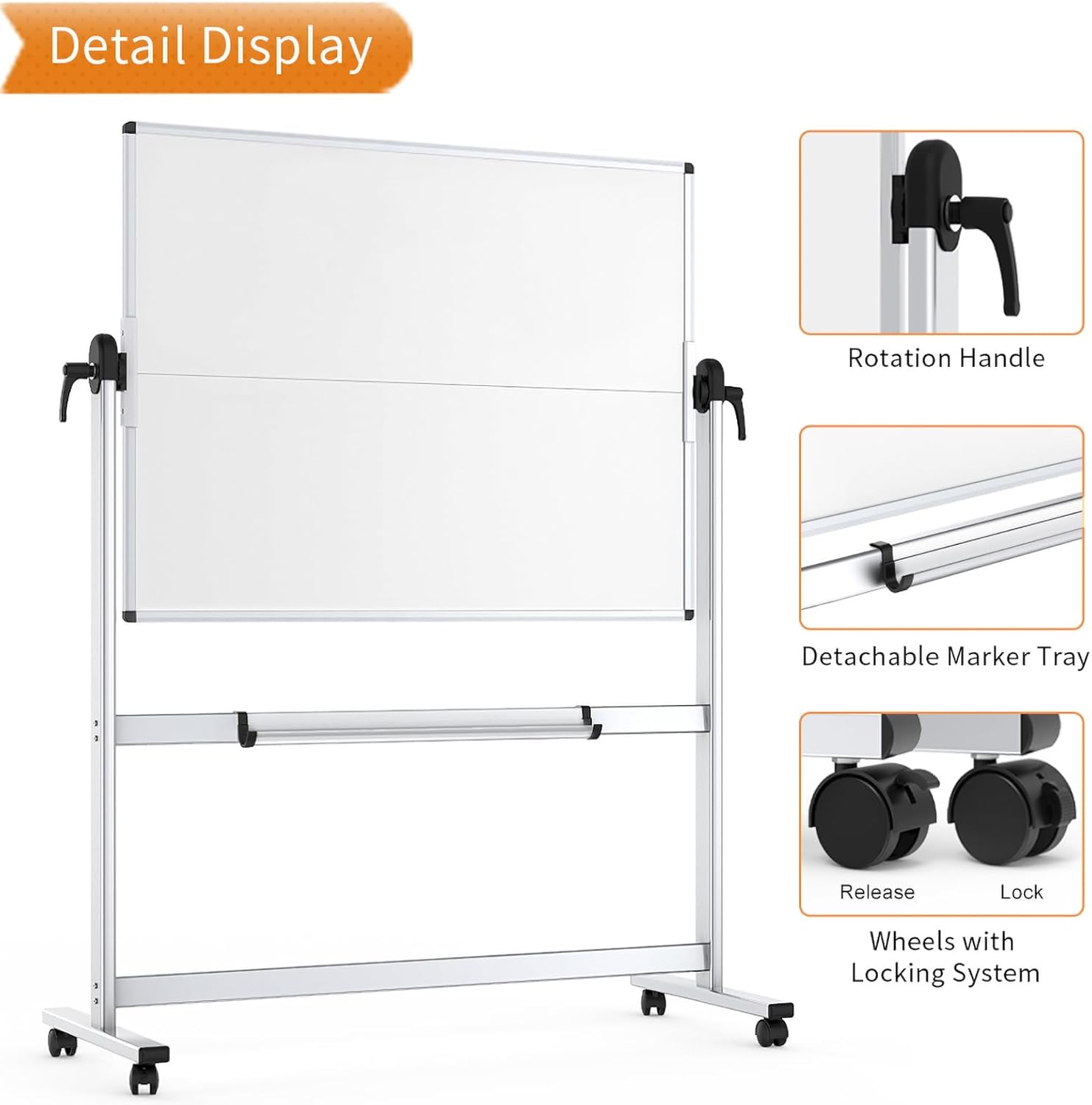 Thumbnail 4 de VIZ-PRO Double-Sided Mobile Whiteboard 120x90 cm