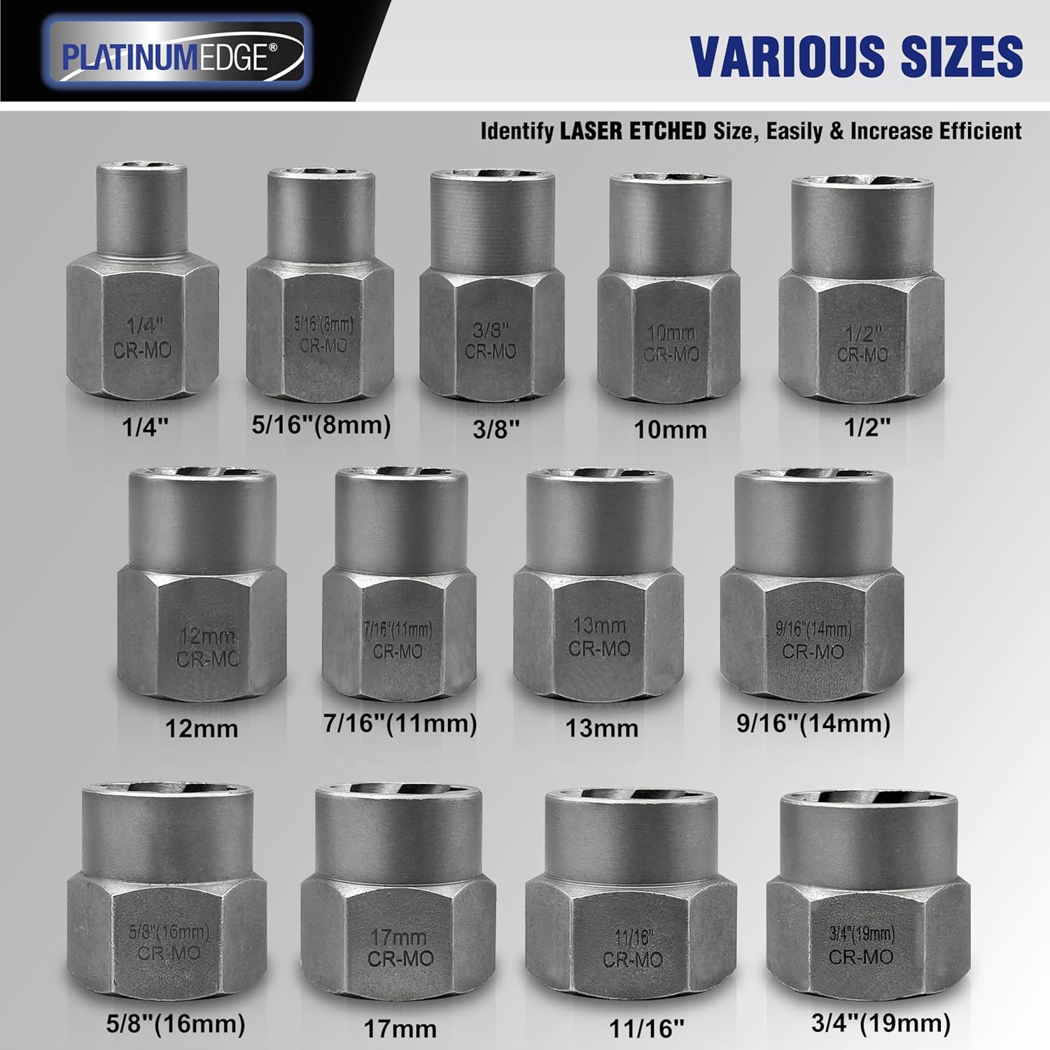 Thumbnail 1 de PLATINUMEDGE Impact Bolt Extractor Set 13-Piece