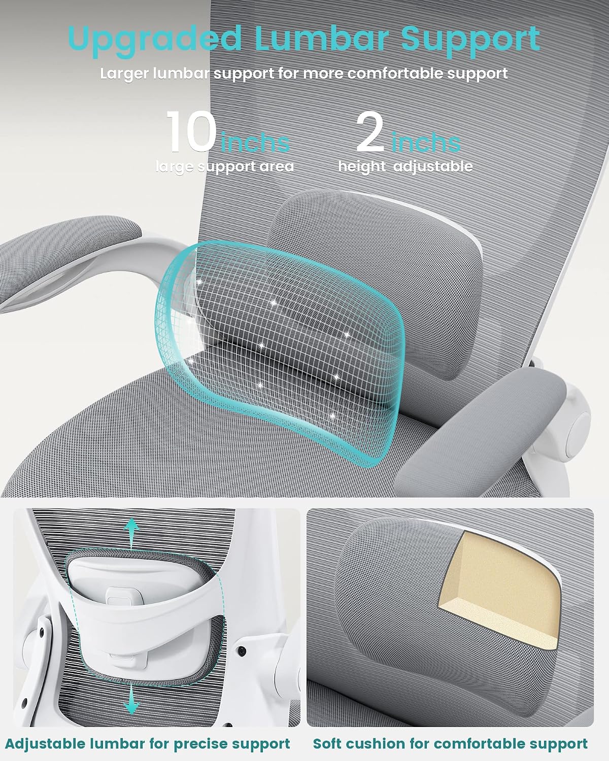 Detalle 1 de MUXX.STIL Ergonomic Office Chair with Adjustable Lumbar Support and Flip-Up Arms