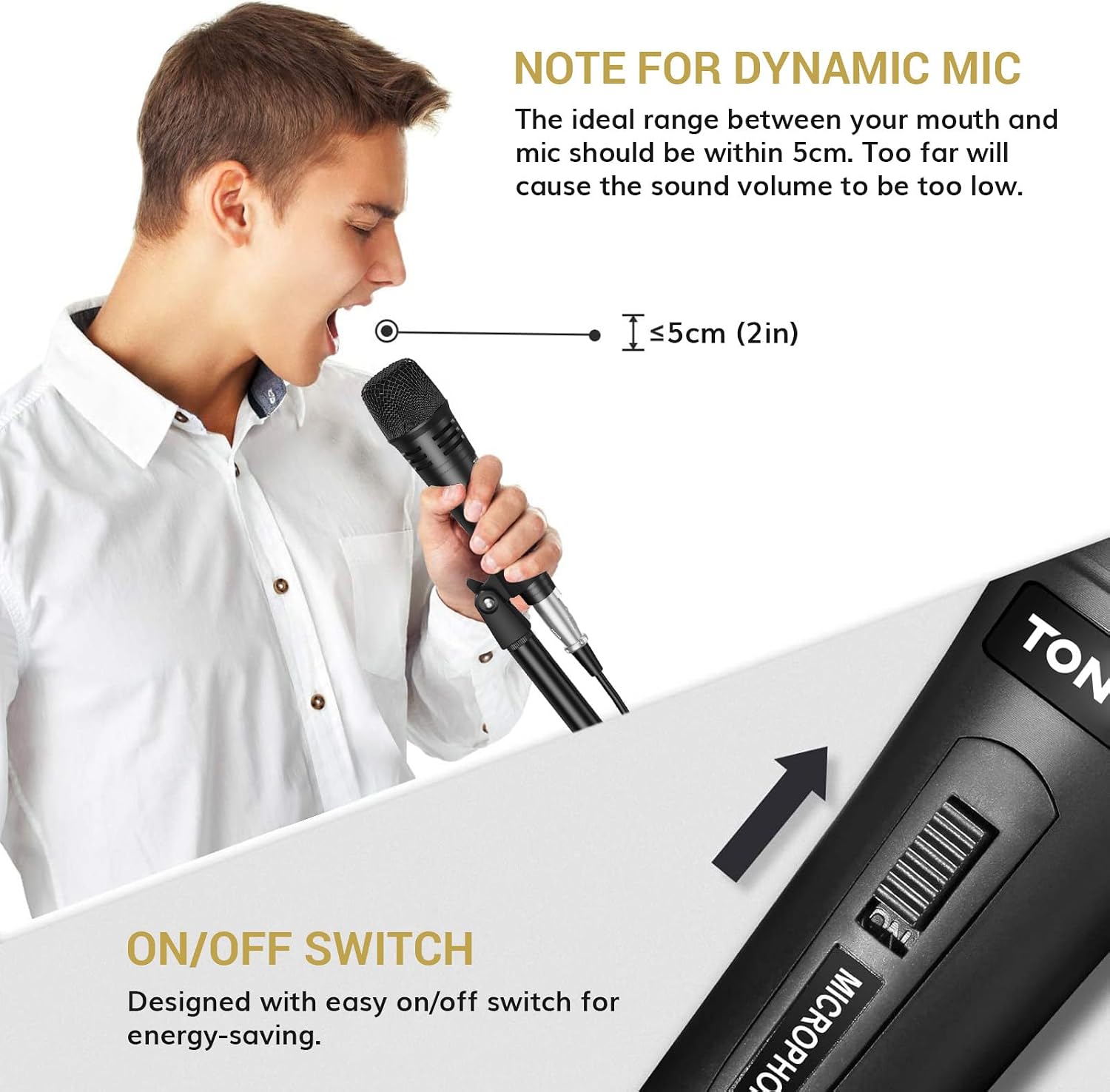 Detalle de TONOR K1 Dynamic Karaoke Microphone with 5 m XLR Cable and Stand