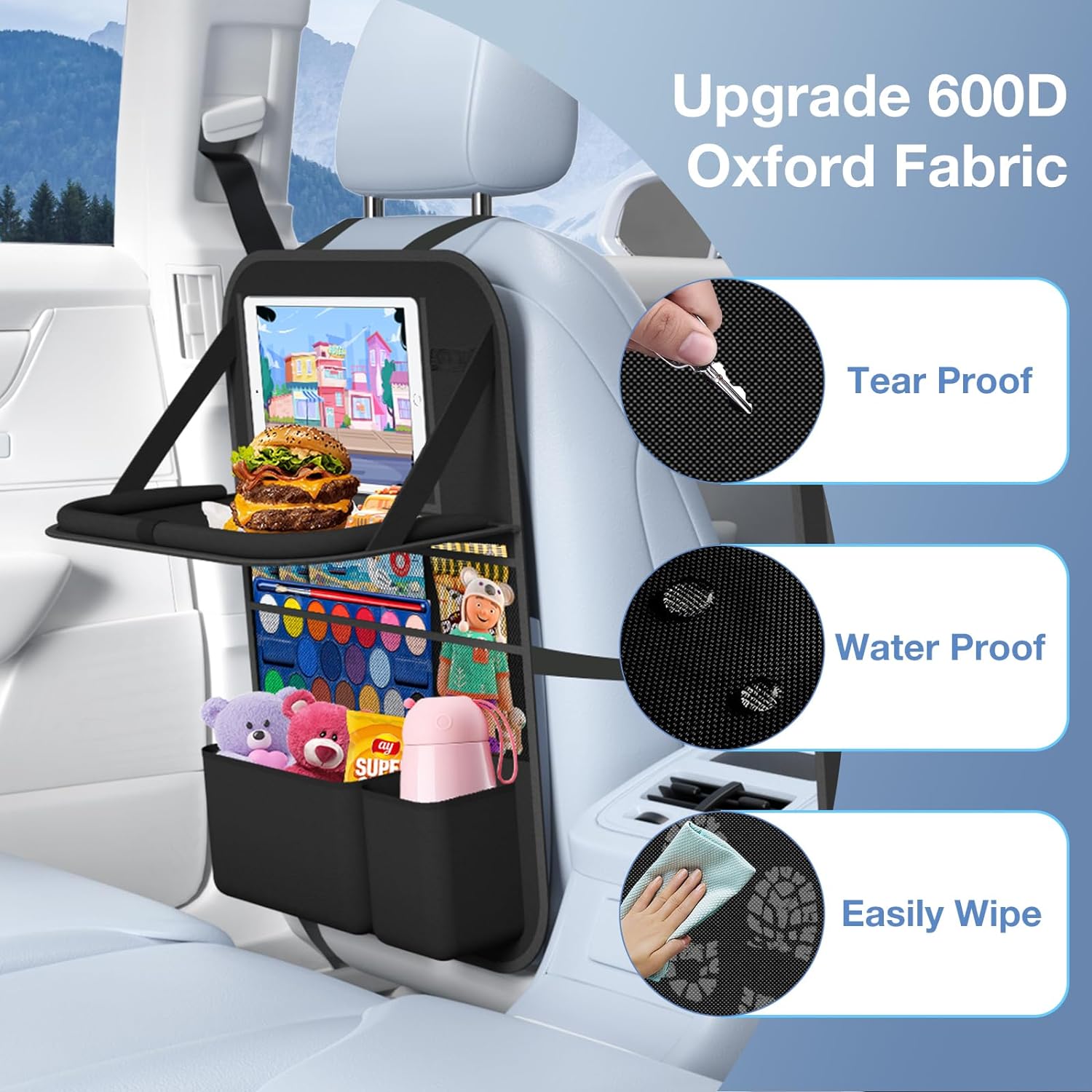 Detalle de Oneyus Car Backseat Organizer with Table Tray