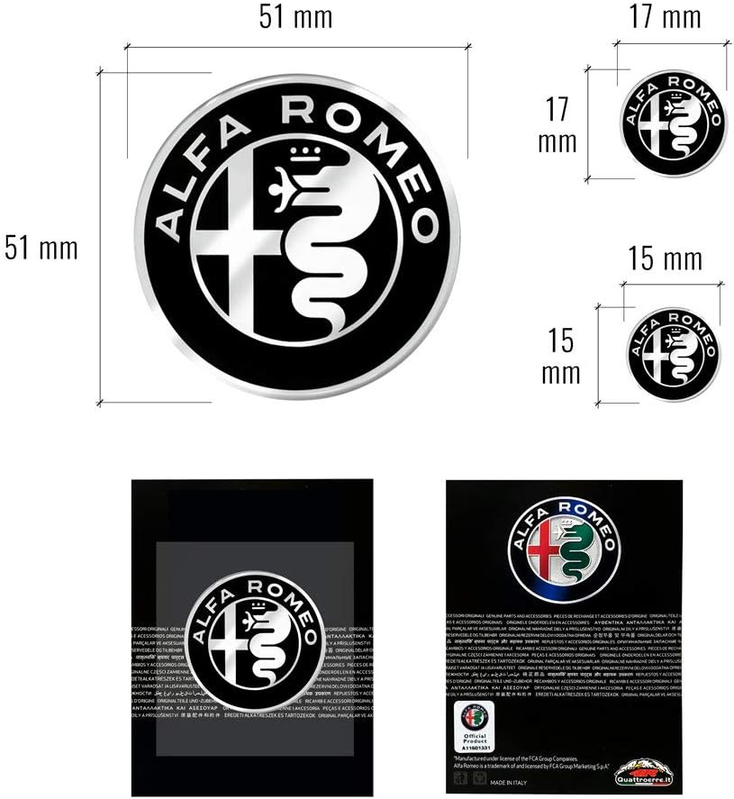 Detalle de Kit Adesivo Alfa Romeo 3 Loghi per Interno Giulia e Stelvio – 4R Quattroerre.it