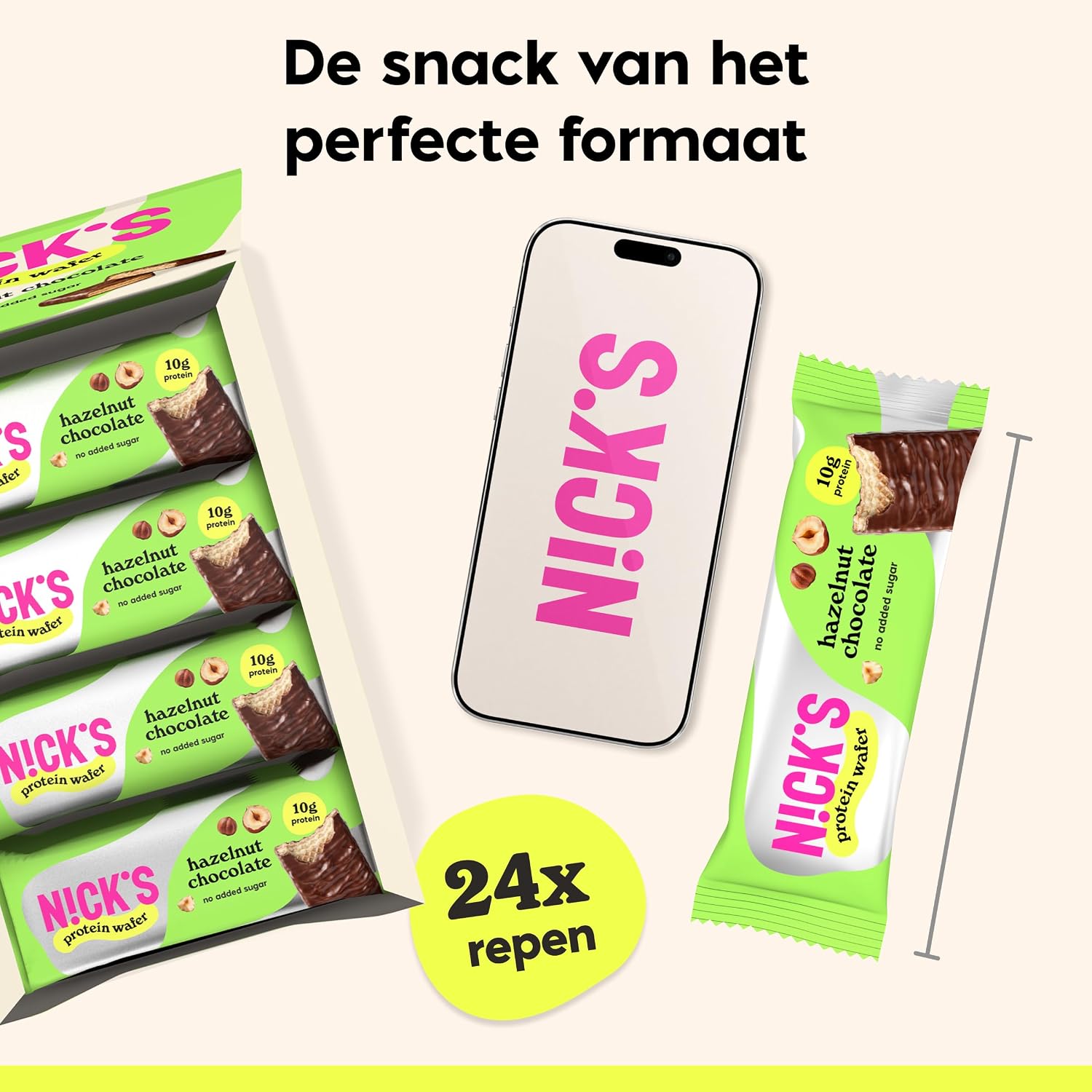 Thumbnail 6 de N!CK'S Hazelnoot-eiwitwafelrepen, 25% eiwit, glutenvrij, 24 x 40 g