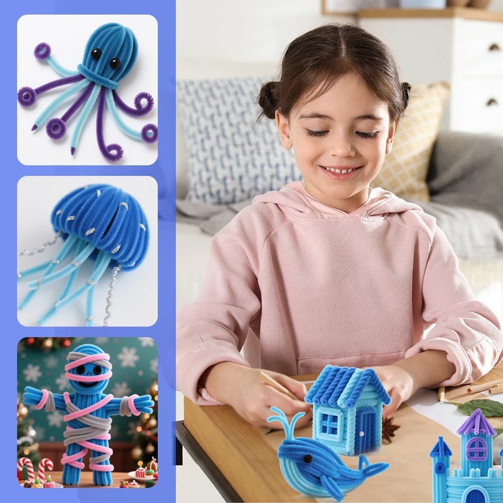 Detalle de Ainiv lot de 300 cure-pipes multicolores en chenille pour DIY et loisirs créatifs