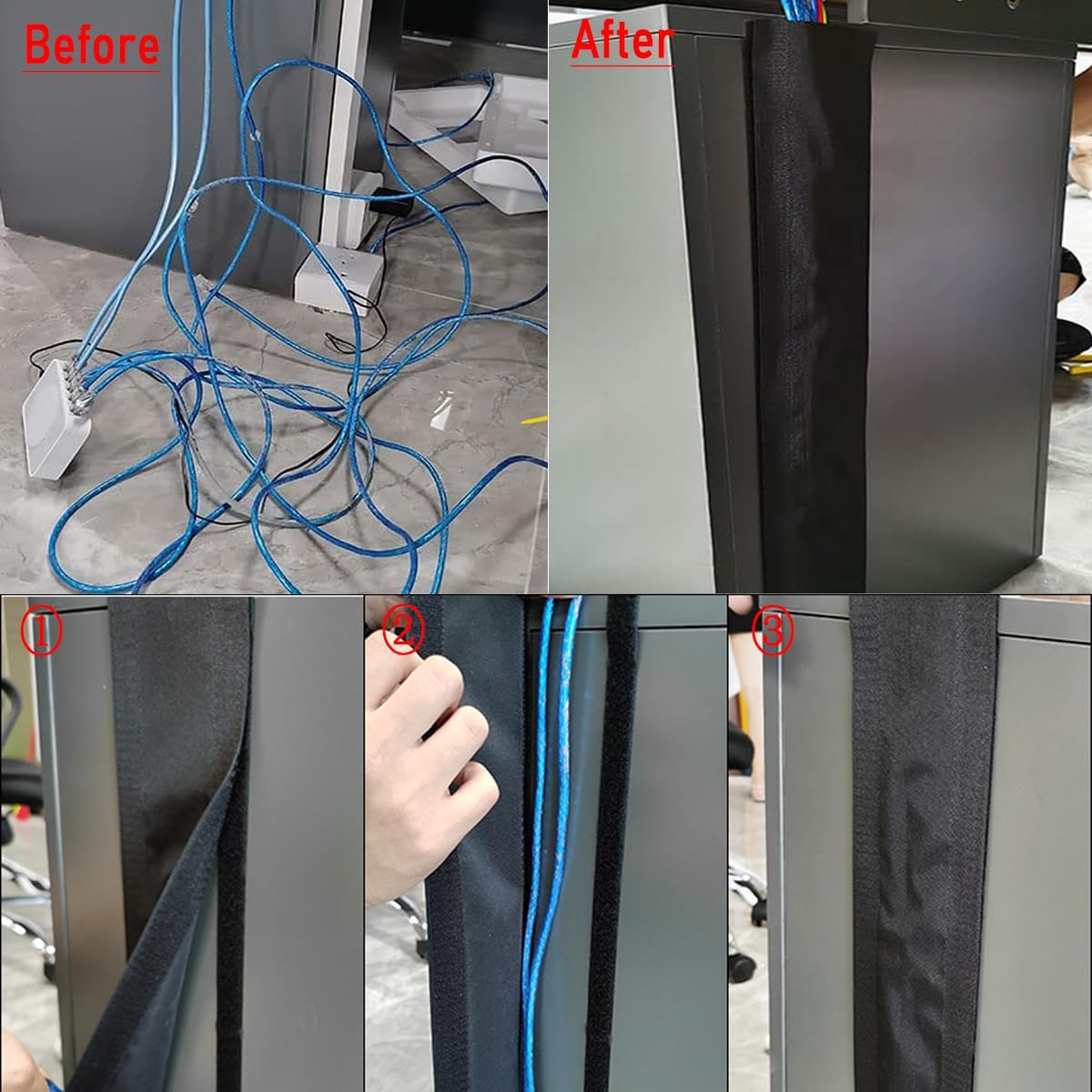 Thumbnail 3 de YOBEYI Floor Cable Covers (20 Feet) with Adhesive Tape for Any Floor Surface, Black