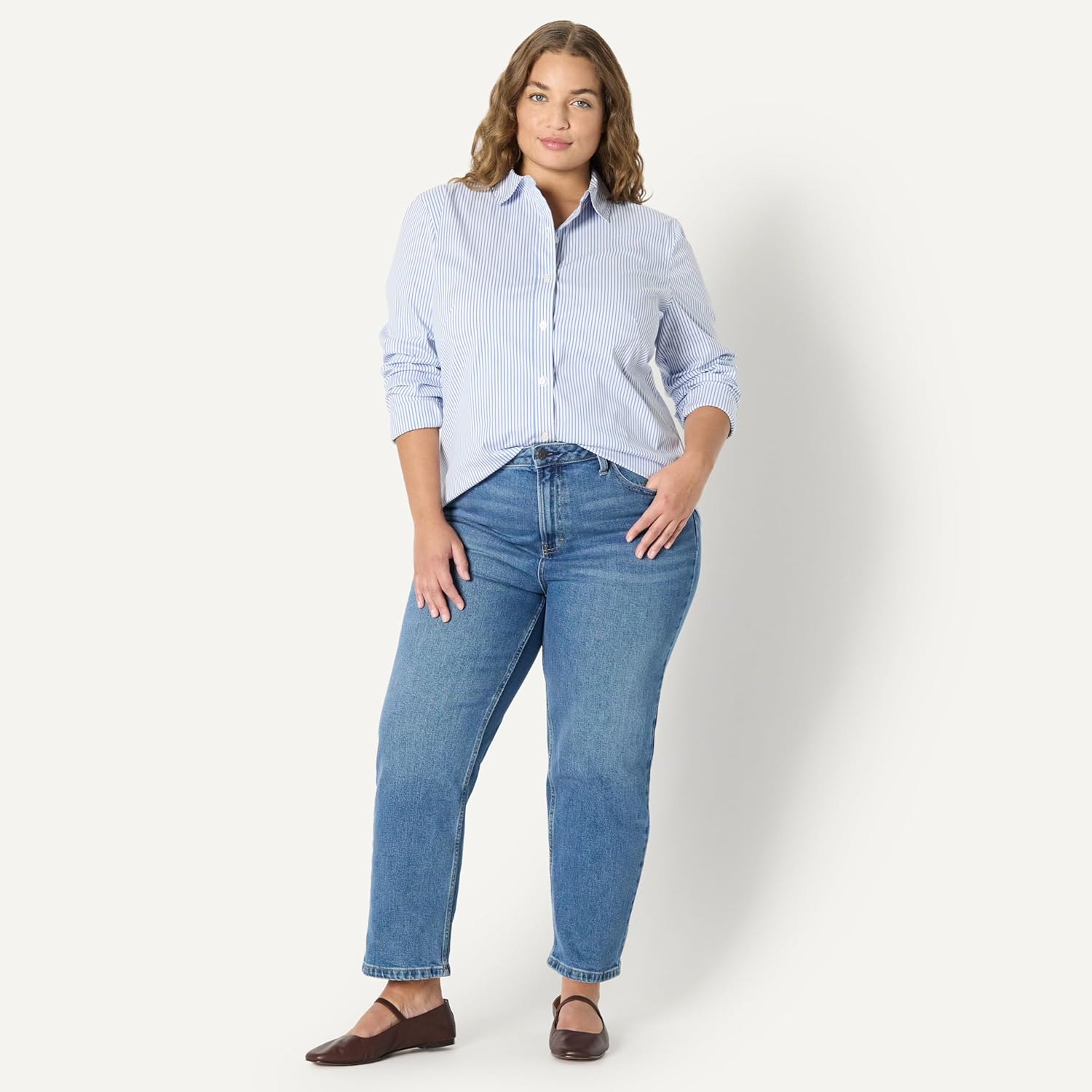 Thumbnail 6 de Amazon Essentials Damen Slim-Fit-Stretch-Popeline-Hemd mit Knöpfen