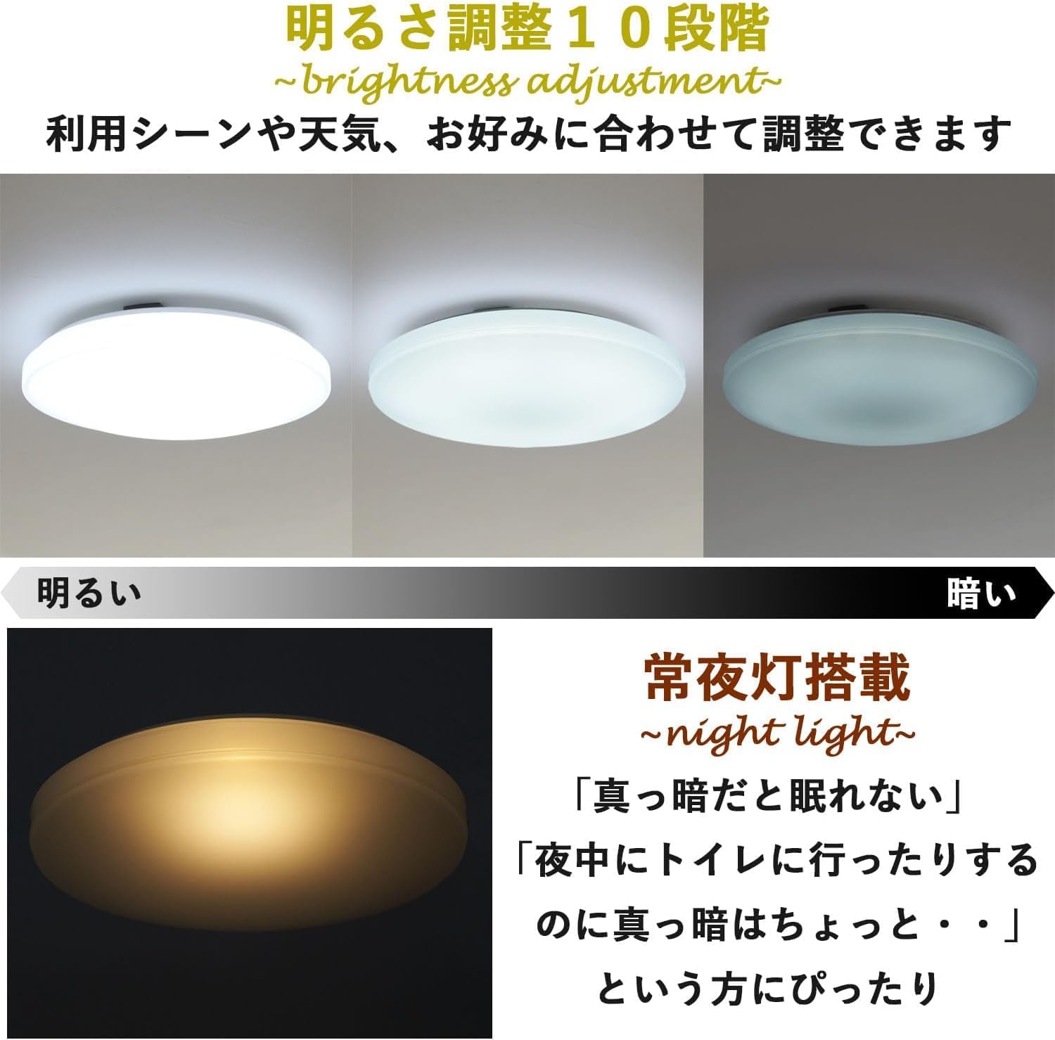 Detalle de 山善 LC-G06 LEDシーリングライト 6畳用 3600lm・10段階調光・常夜灯