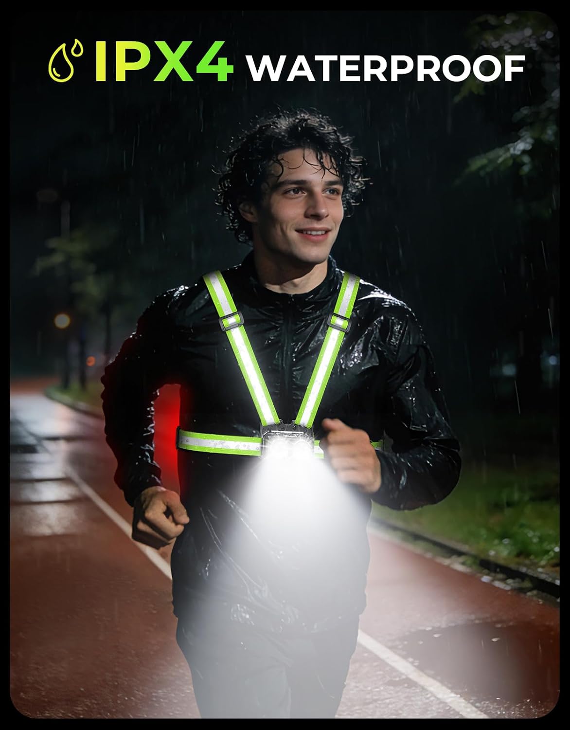 Detalle 2 de EOIWUY Running Lights for Runners with Rear Light, 800LM and 7+2 Modes (Running Torch & Reflective Vest)