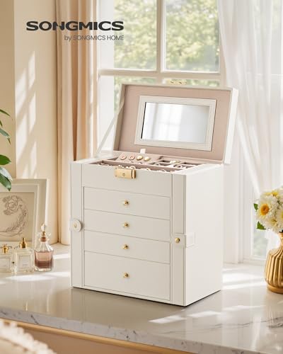 Detalle 2 de Songmics Scatola Portagioie a 5 livelli con Specchio e Serratura – JBC153WD03