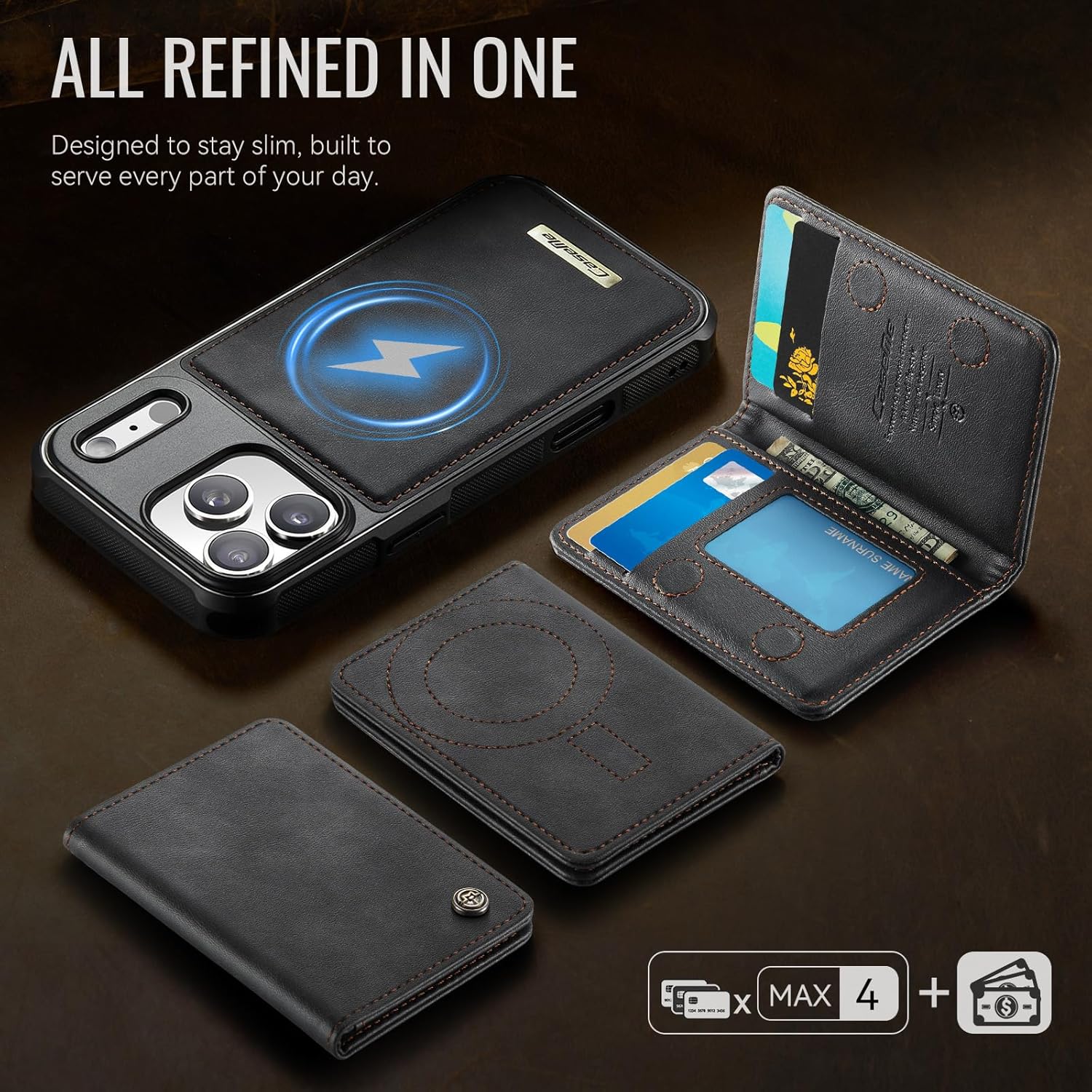 Thumbnail 6 de iEWFEN Wallet for iPhone 17 Pro Case with MagSafe and RFID Blocking 2-in-1 Detachable Leather Cover