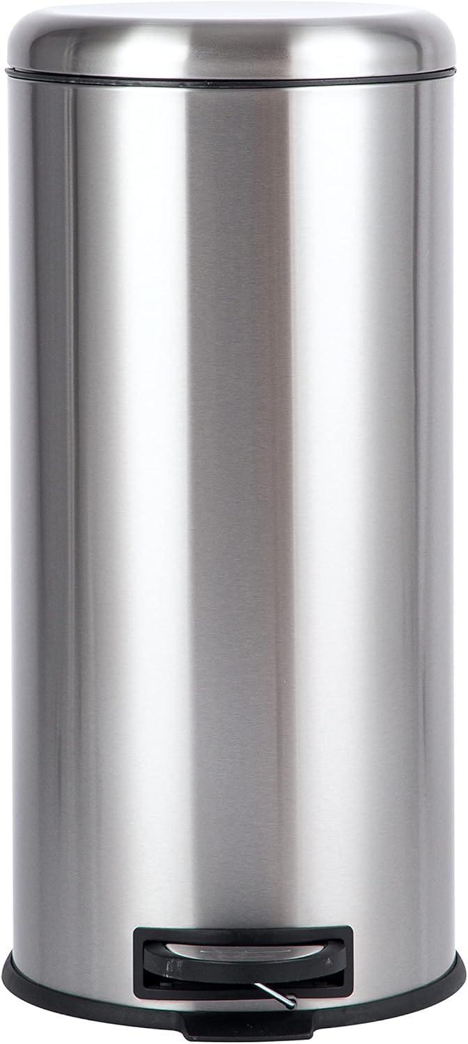 Thumbnail 6 de Amazon Basics 20L Cylindrical Stainless Steel Dustbin with Round Pedal and Soft-Close Lid