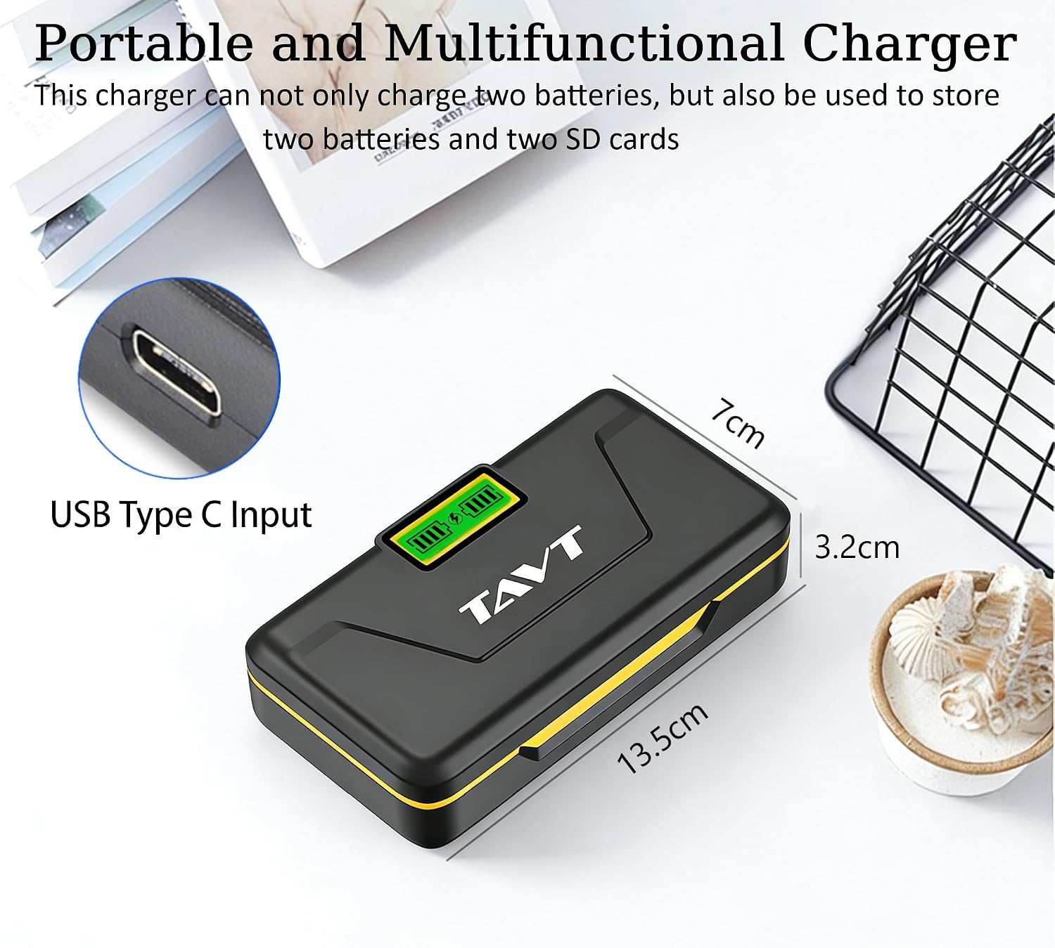 Detalle de TAVT EN-EL15 batterijset met 2 accu’s en USB-C-duolader voor Nikon