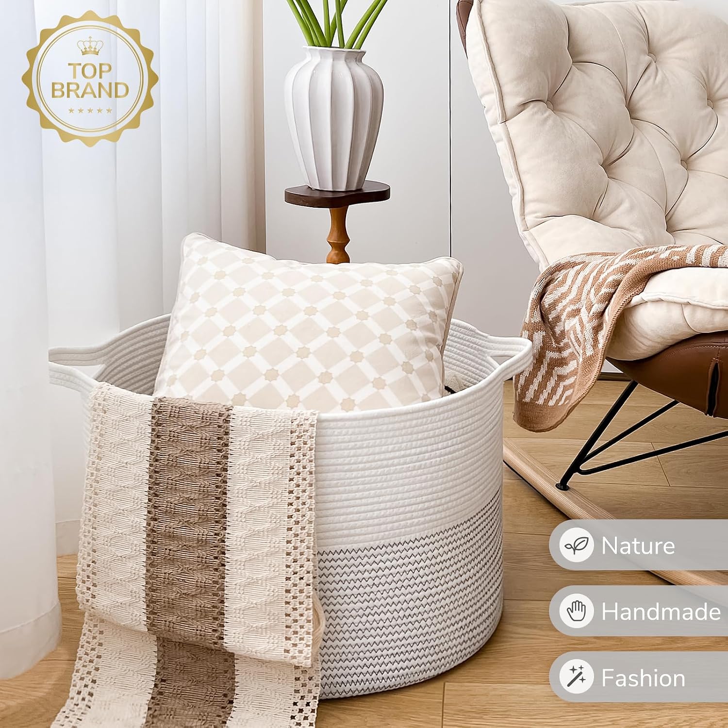 Thumbnail 6 de INDRESSME Woven Storage Basket 90L