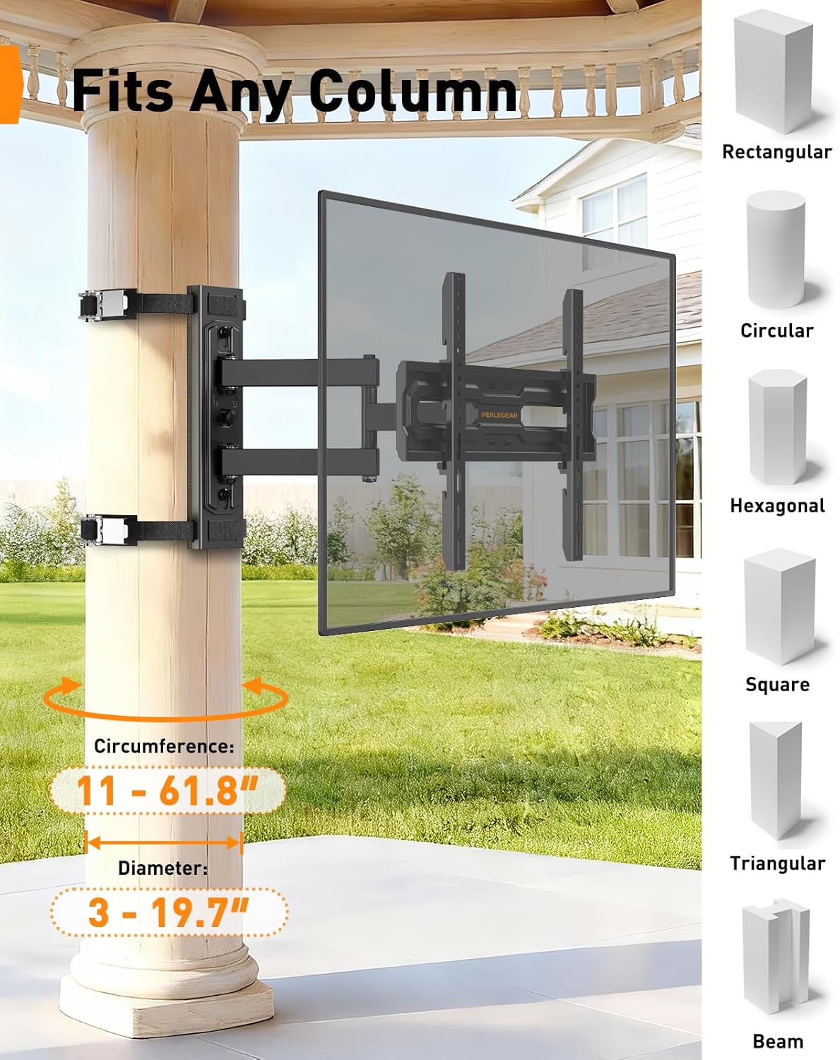 Detalle de Perlegear Gazebo TV Mount for Most 26-74" TVs, No Drill Pillar TV Mount