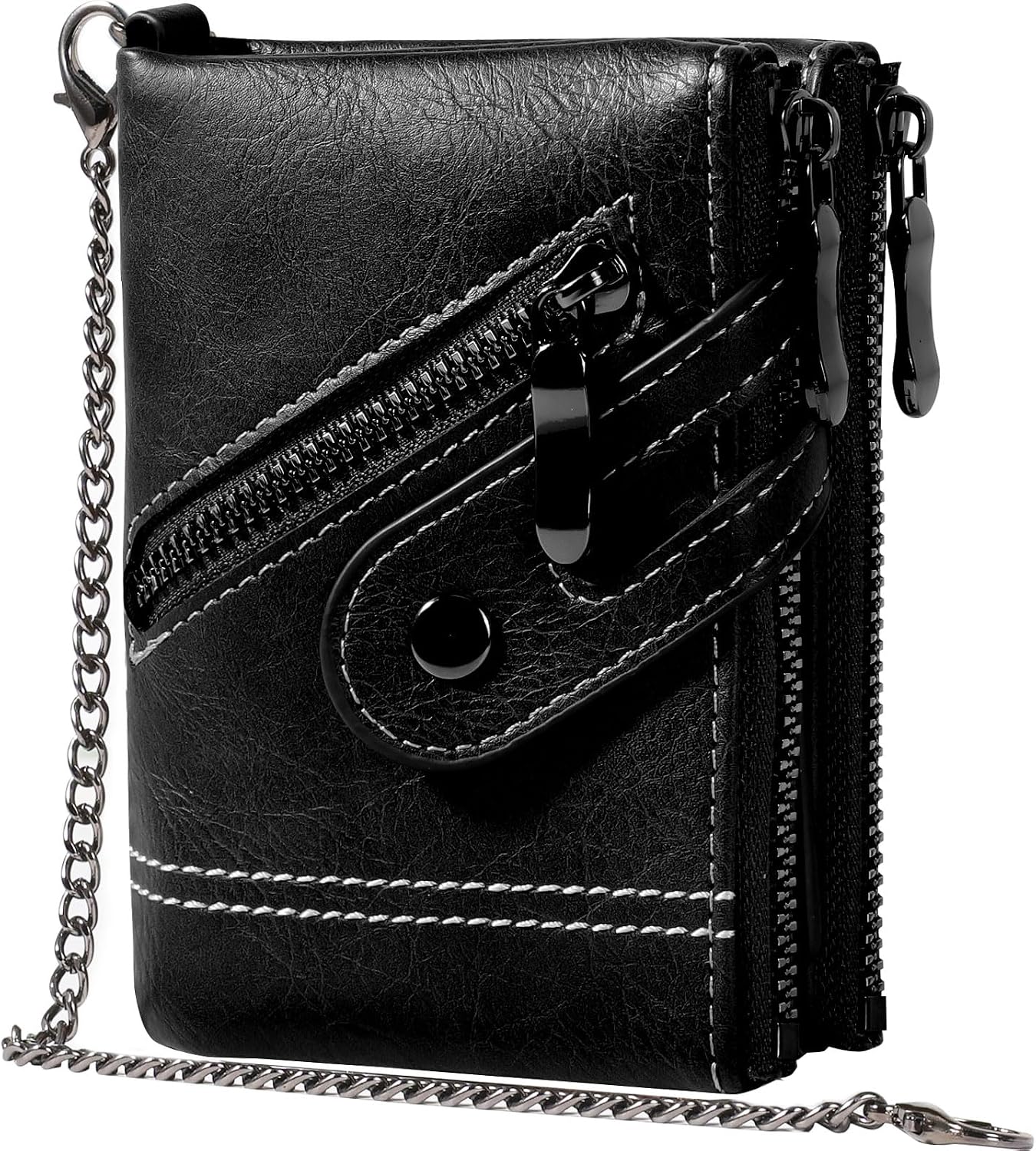 Detalle de Men's Wallet with Chain & Zip RFID Blocking 12cm