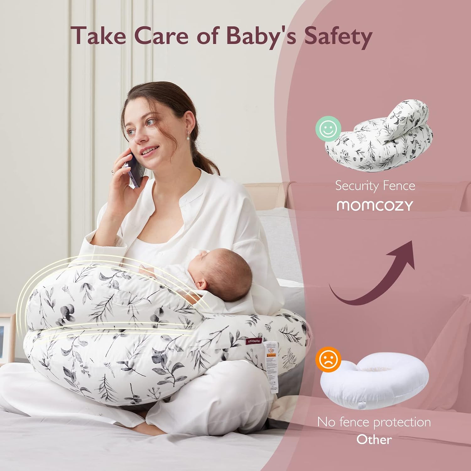 Thumbnail 4 de momcozy Nursing Pillow, Ergonomic Breastfeeding Support with Ink Wash Leaves - A practical helper for comfy feeding