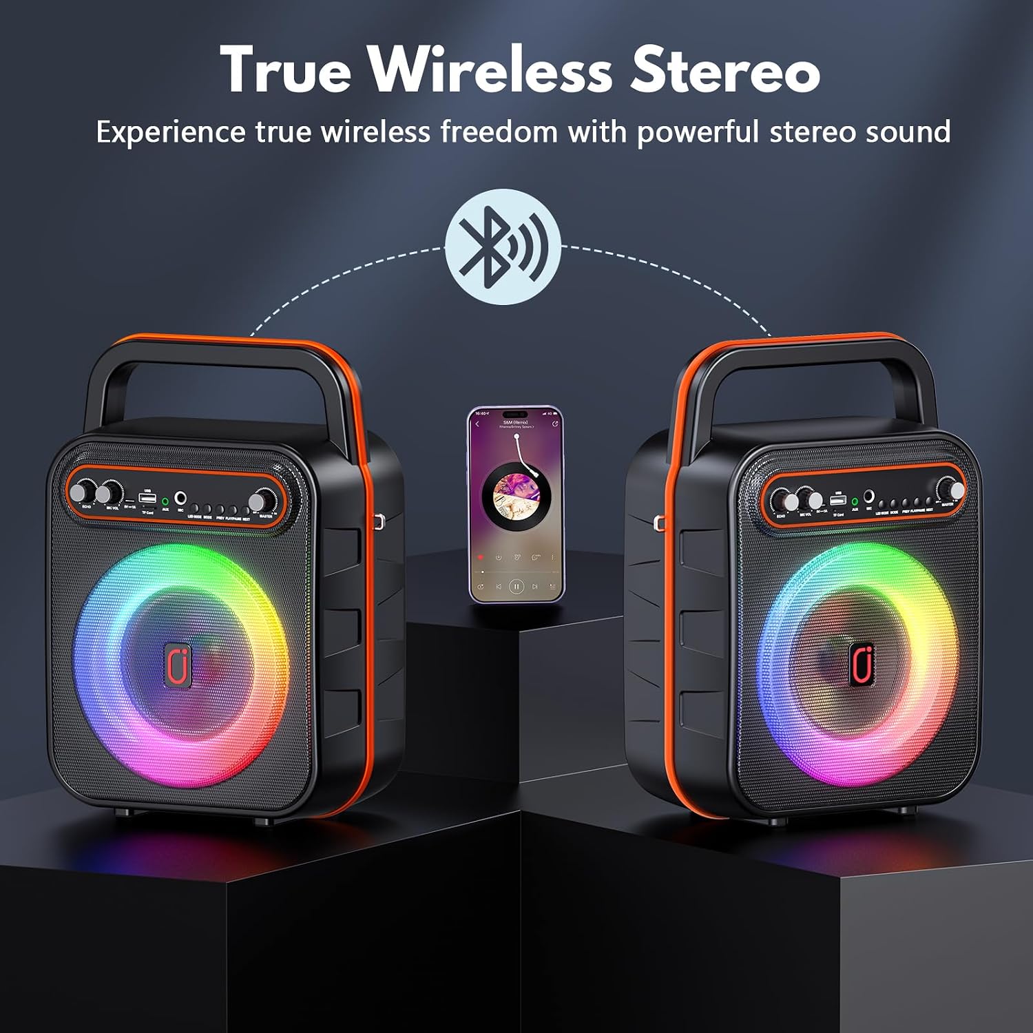 Thumbnail 5 de JYX S67 Portable Karaoke Machine with Two Wireless Microphones and LED Lights