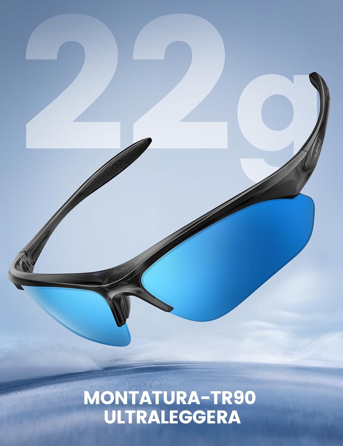 Detalle 2 de Lamicall Occhiali da Sole Ciclismo Polarizzati – 22g, Design Avvolgente, UV400, Montatura TR90