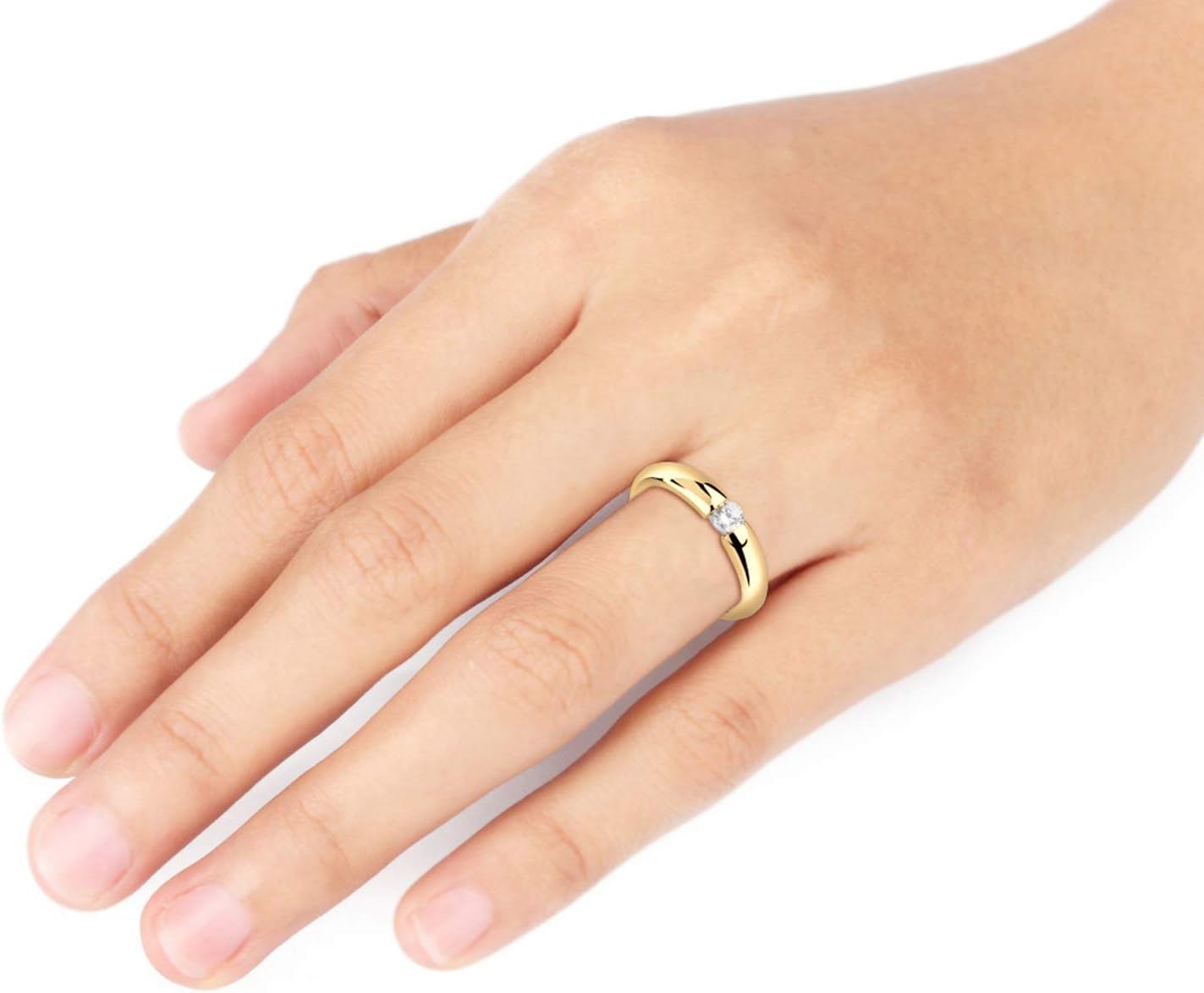 Detalle 1 de Nenalina Verlobungsring Ring Silber 925 vergoldet mit 4 mm weißer Cubic Zirkonia