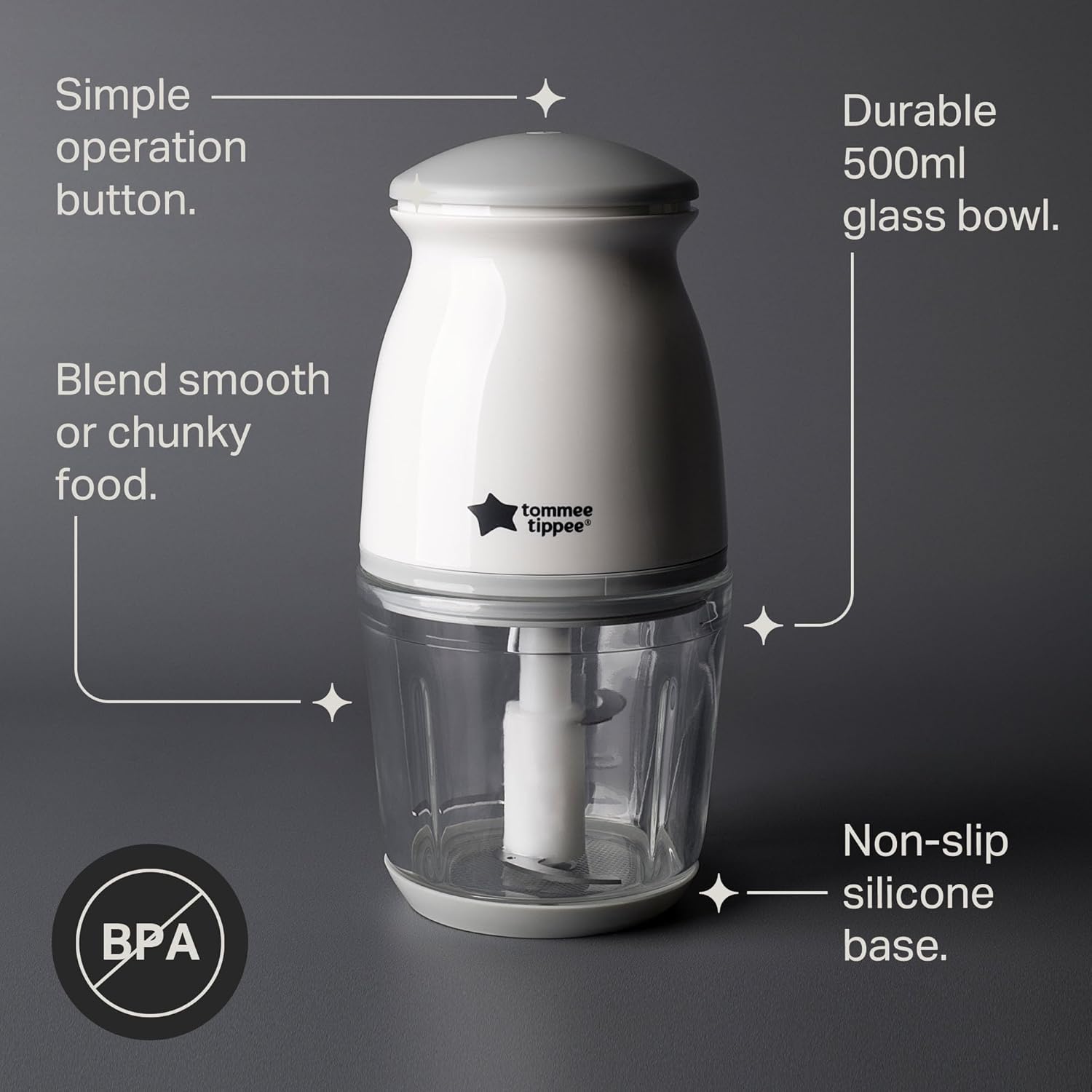 Detalle 2 de Tommee Tippee Quick-Chop: 500ml Mini Electric Baby Food Blender and Chopper