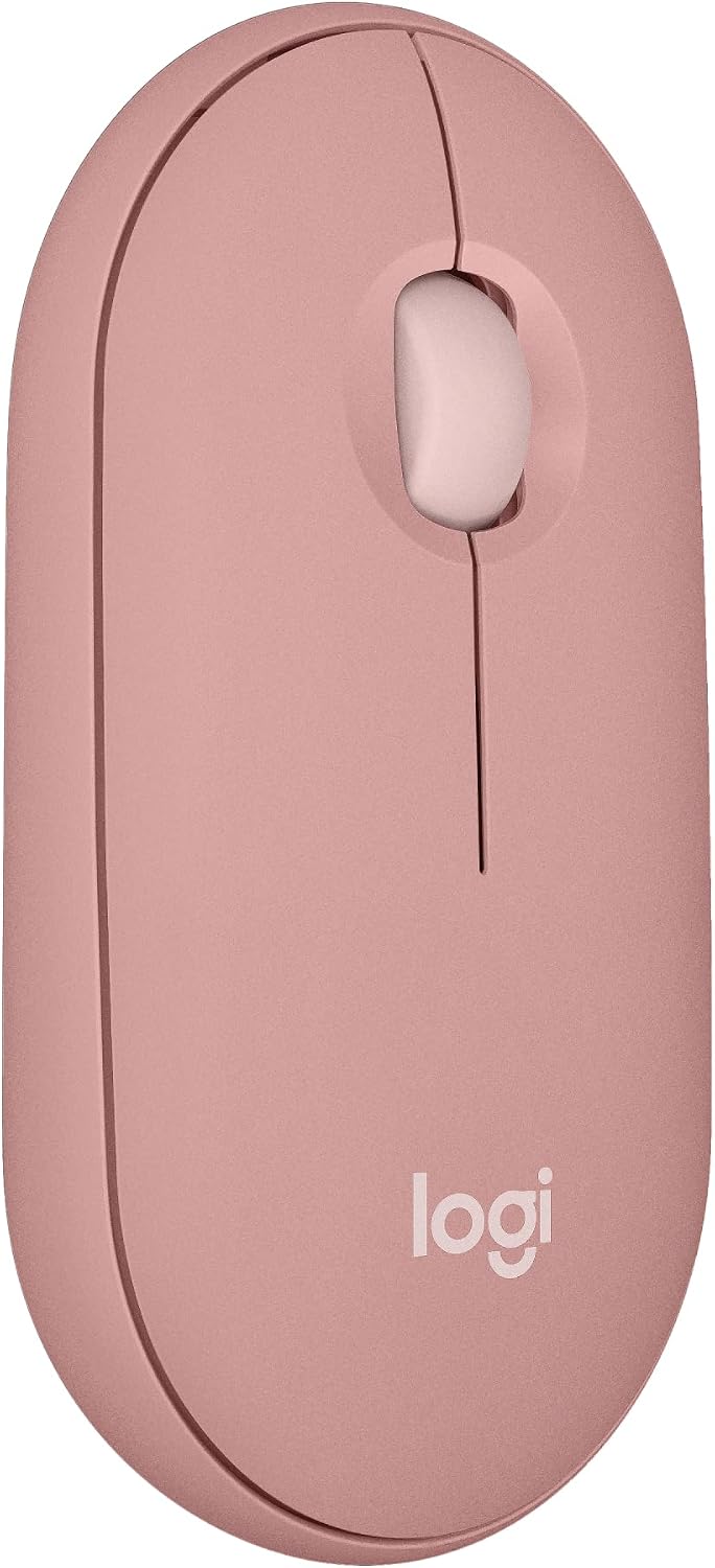 Detalle de Logitech Pebble Mouse 2 M350s: mouse Bluetooth sottile, leggero e personalizzabile in rosa