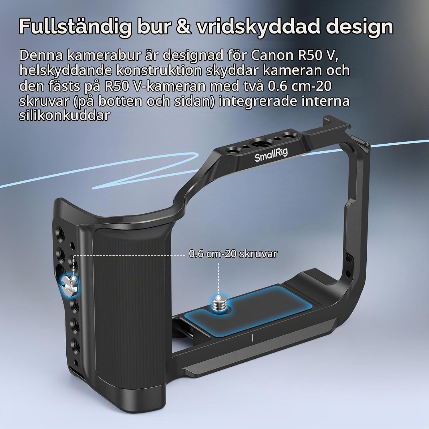 Detalle 2 de SMALLRIG 5427 kamerabur för Canon R50 V med silikonhandtag och Arca-platta
