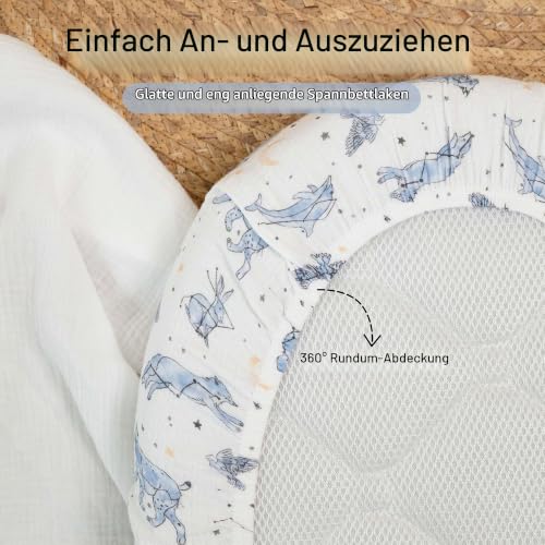 Thumbnail 2 de GLLQUEN BABY 3er-Pack Bettlaken Spannbettlaken aus 100% Musselin-Baumwolle – universell passend