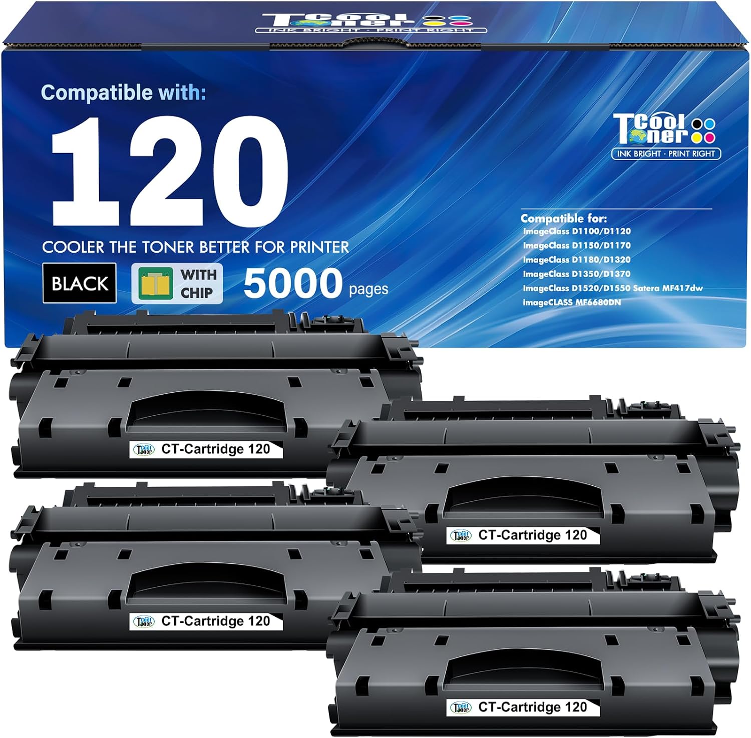 Detalle de Cool Toner Cartridge 120 Black Toner 4-Pack, High Yield for Canon imageCLASS