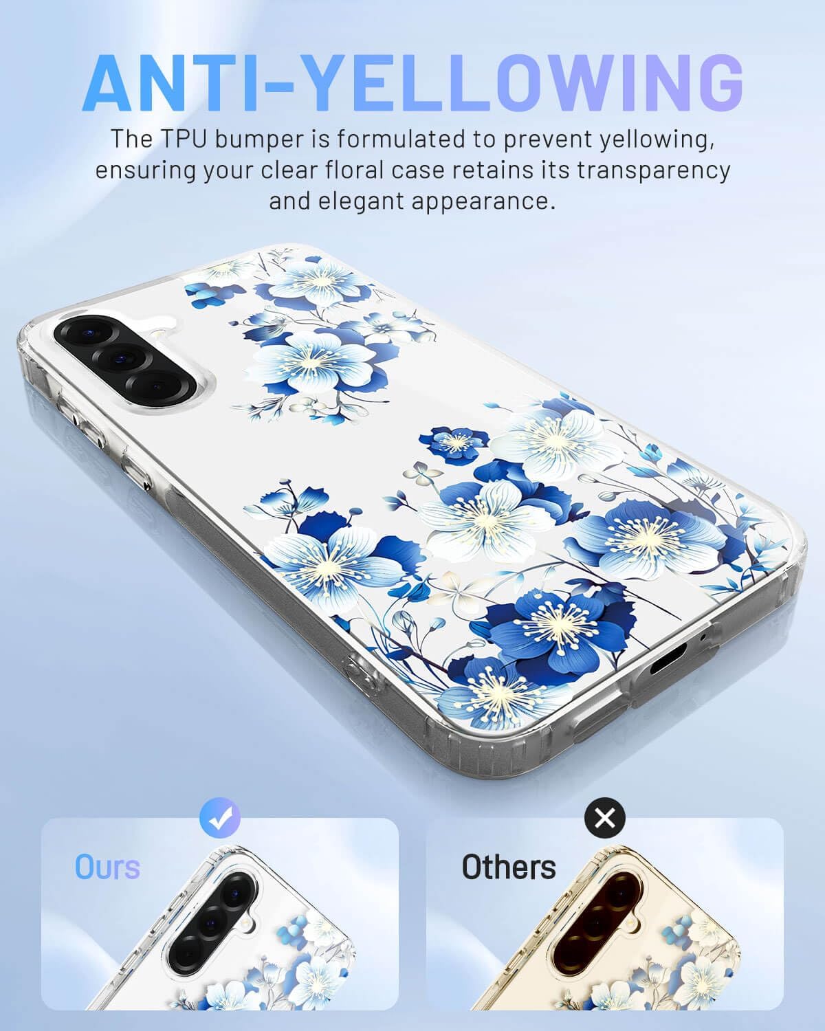 Thumbnail 2 de GOTOURED Floral Clear Case for Samsung Galaxy A56/A36 5G — Blue