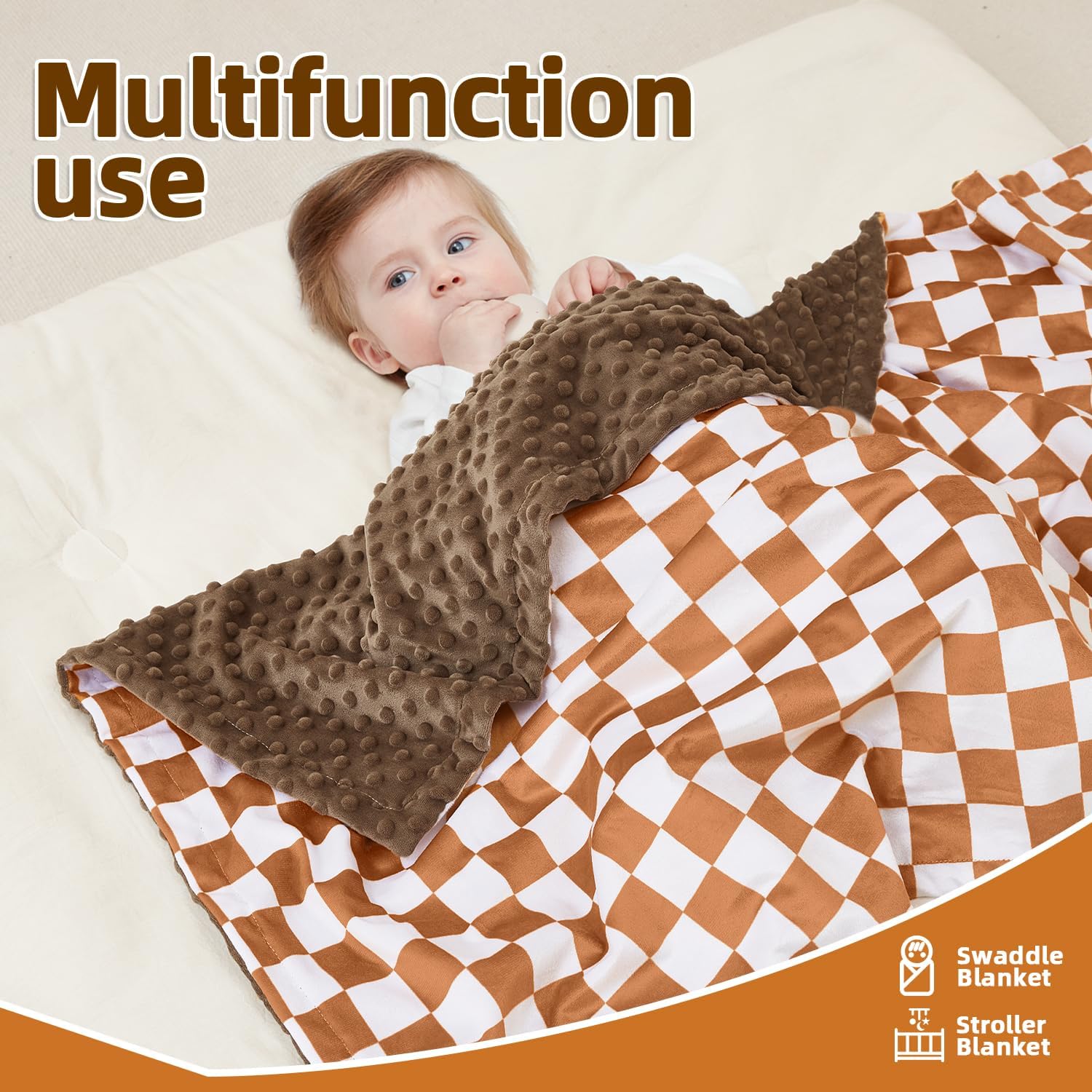 Thumbnail 4 de JORNH Baby Blanket for Newborns – Super-soft double-layer cot blanket 75x100cm (Checkerboard, unisex)