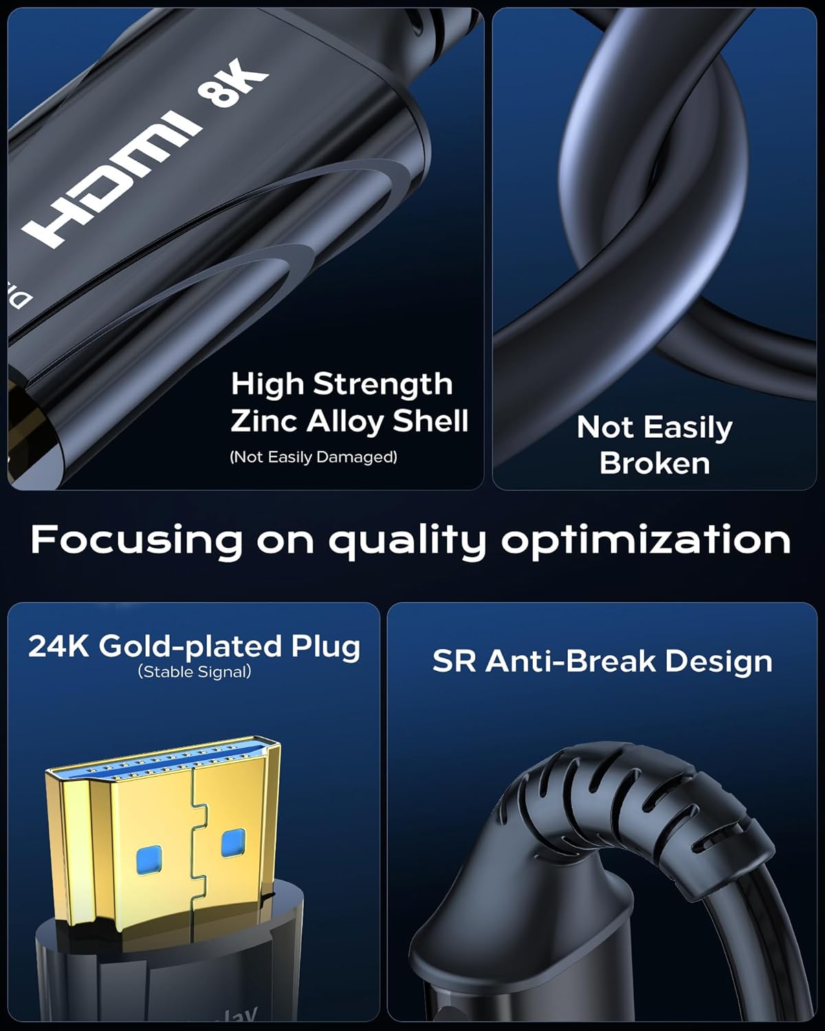 Detalle de Cratree 50 ft 8K HDMI fiber cable 48 Gbps