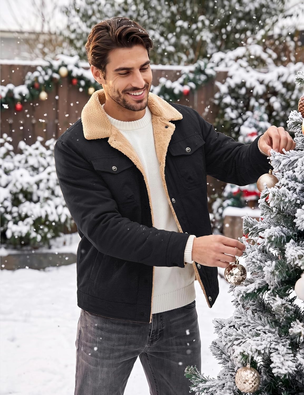 Detalle de MAGNIVIT MT-378 Men's Cotton Sherpa-Lined Winter Jacket, 5 Pockets