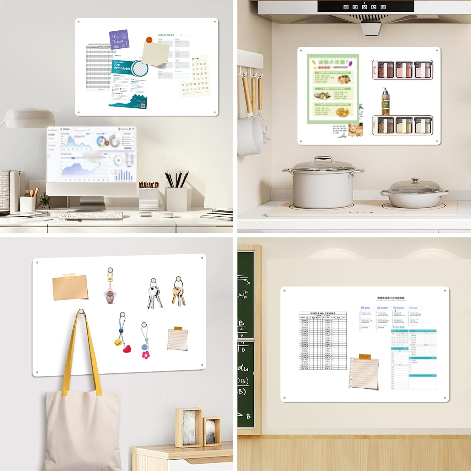 Thumbnail 2 de ALANGDUO Magnettafel 2er-Set aus Edelstahl, 42 x 30 cm – magnetische Tafel für Küche, Büro & Haushalt