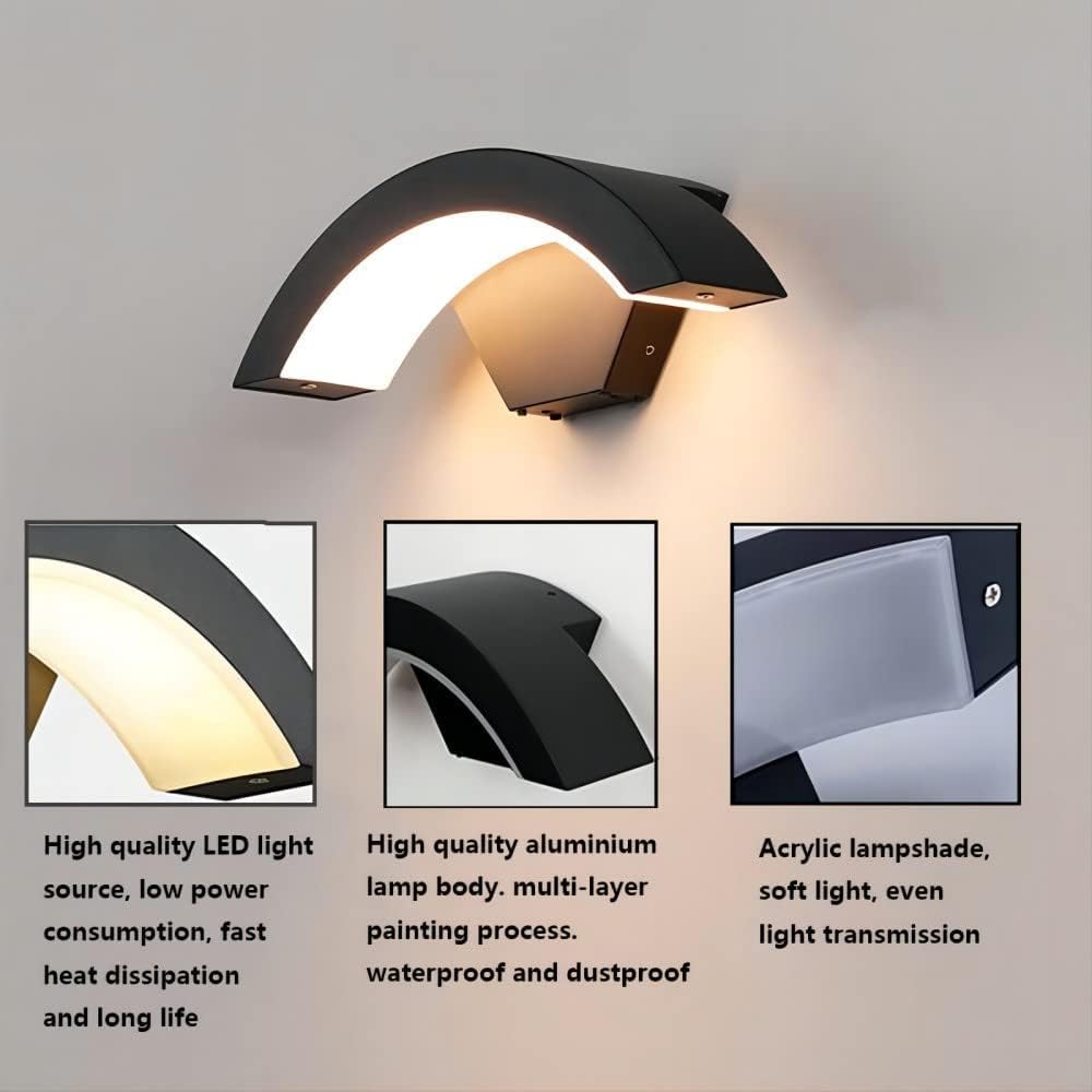 Thumbnail 4 de Aiskdan applique LED da parete esterno/interno in metallo, 24W, IP54 luce calda 3000K