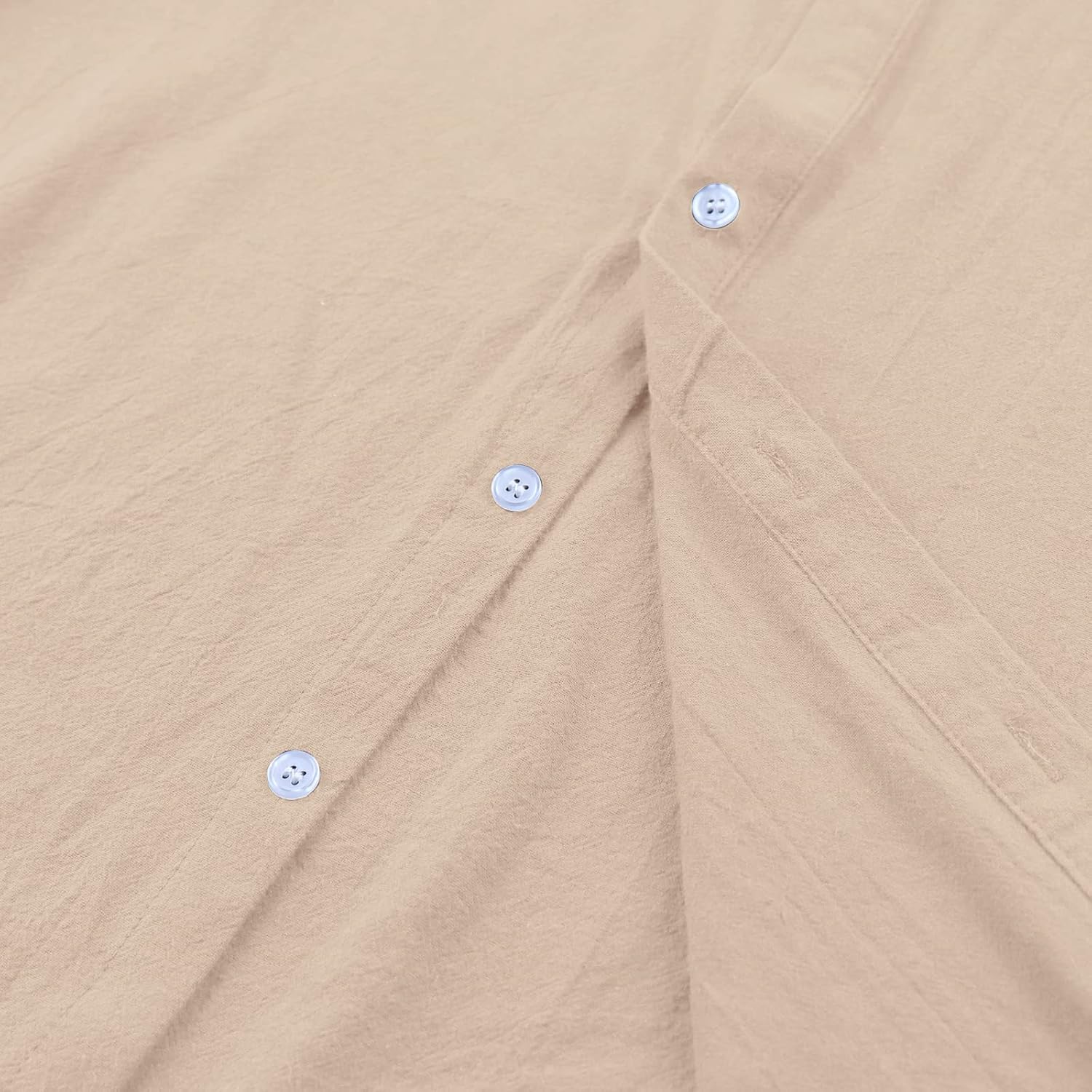 Thumbnail 3 de LVCBL Mens Casual Cotton Shirt Long Sleeve Band Collar Henley Shirt Tops