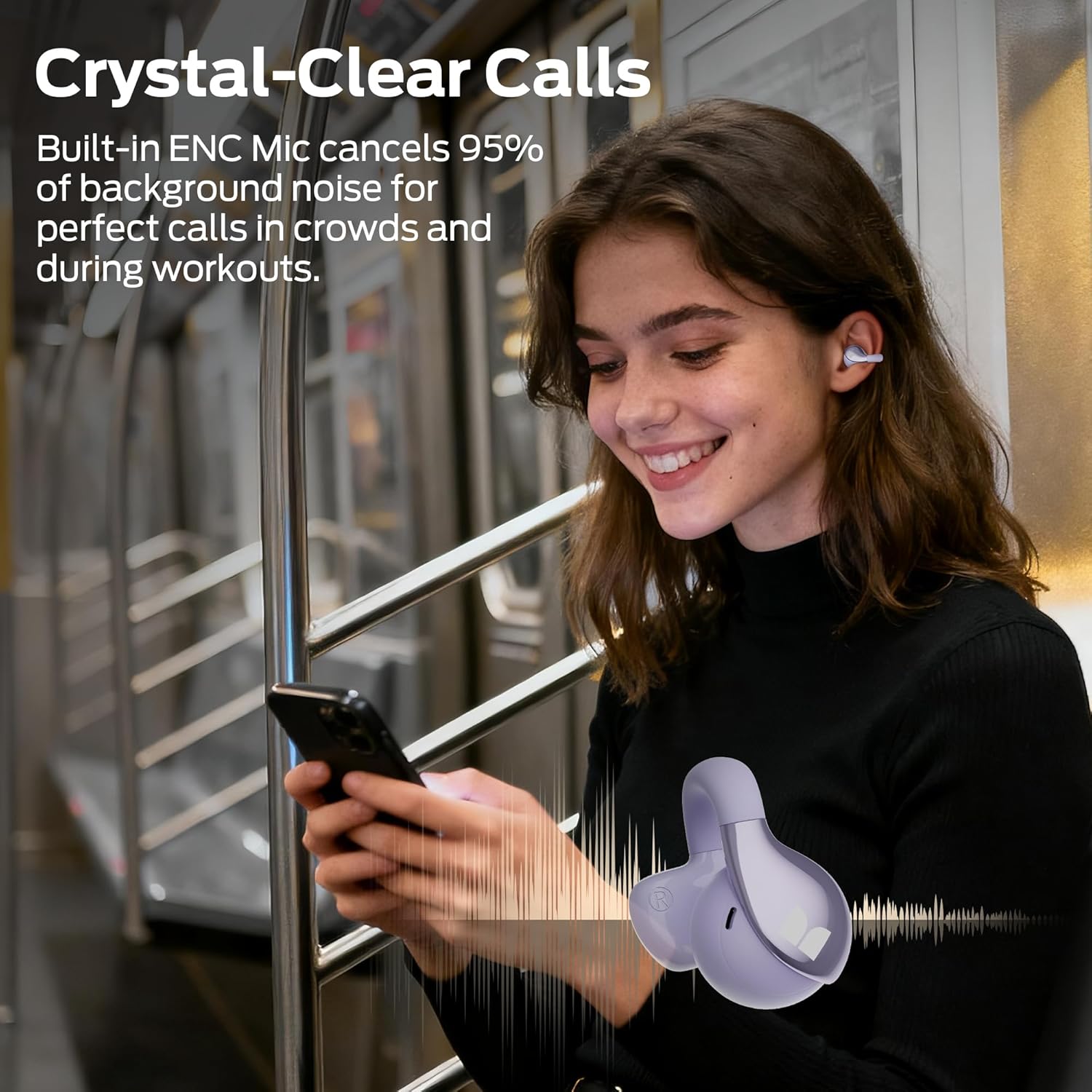 Detalle 2 de Monster Open Ear AC225 Bluetooth 6.0 Clip-On Headphones with ENC Mic (Purple)