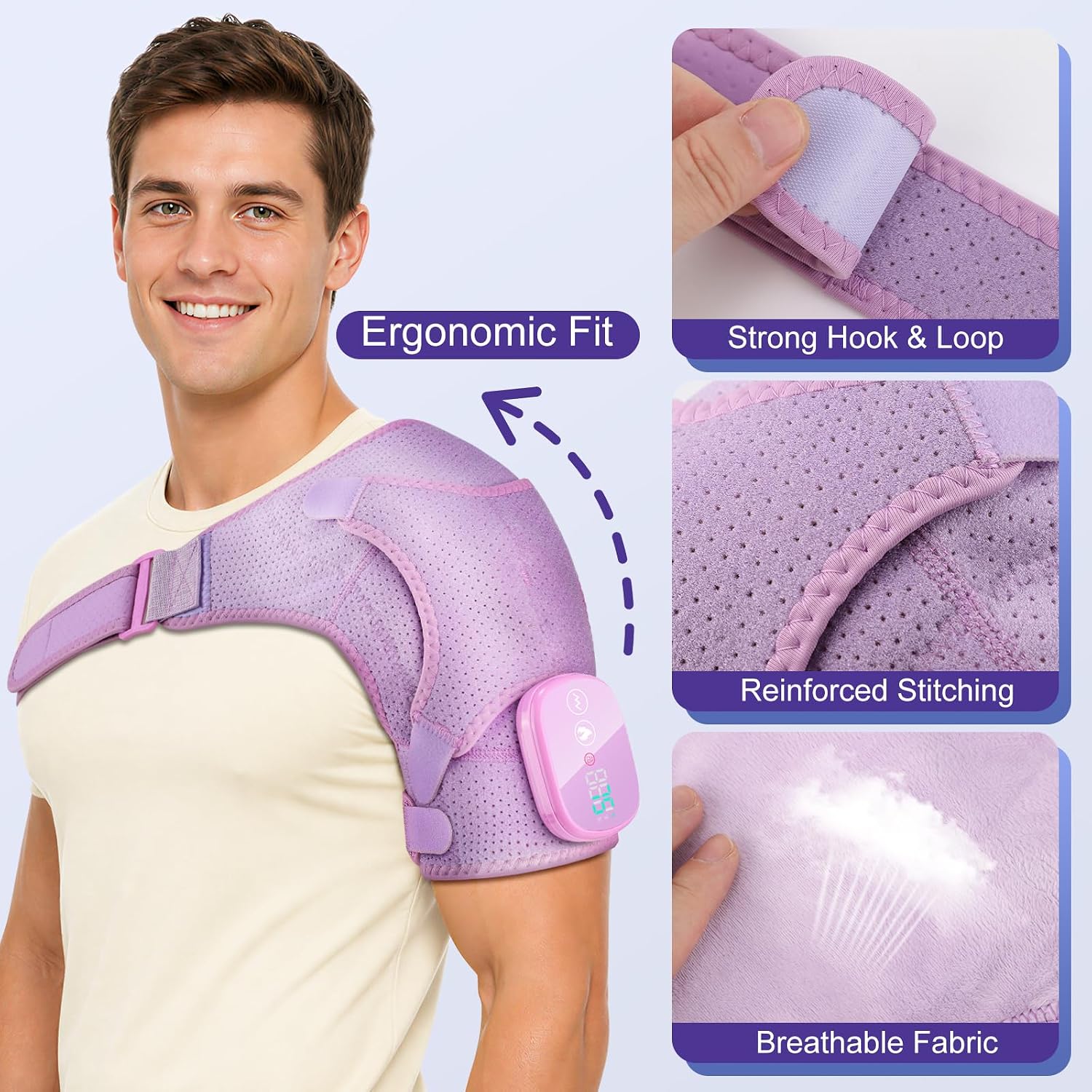 Detalle 2 de DREAMSOME Cordless Shoulder Heating Pad with Vibration, 5000mAh Battery