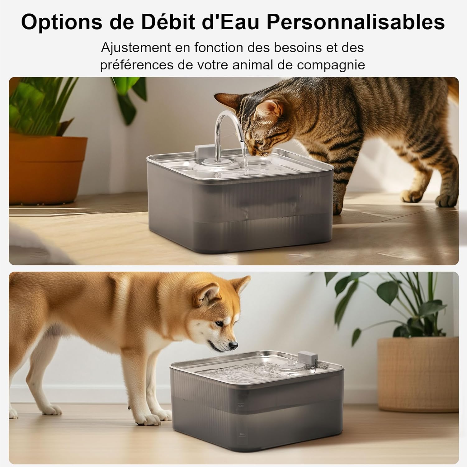 Thumbnail 5 de Fontaine à eau FUKUMARU pour chat et chien 7L en acier inoxydable avec 3 filtres de remplacement