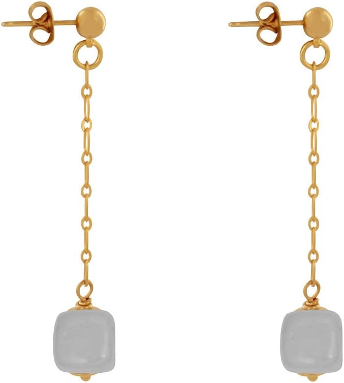 Thumbnail 2 de Orecchini LES POULETTES BIJOUX in ottone dorato con catena e cubo in ceramica