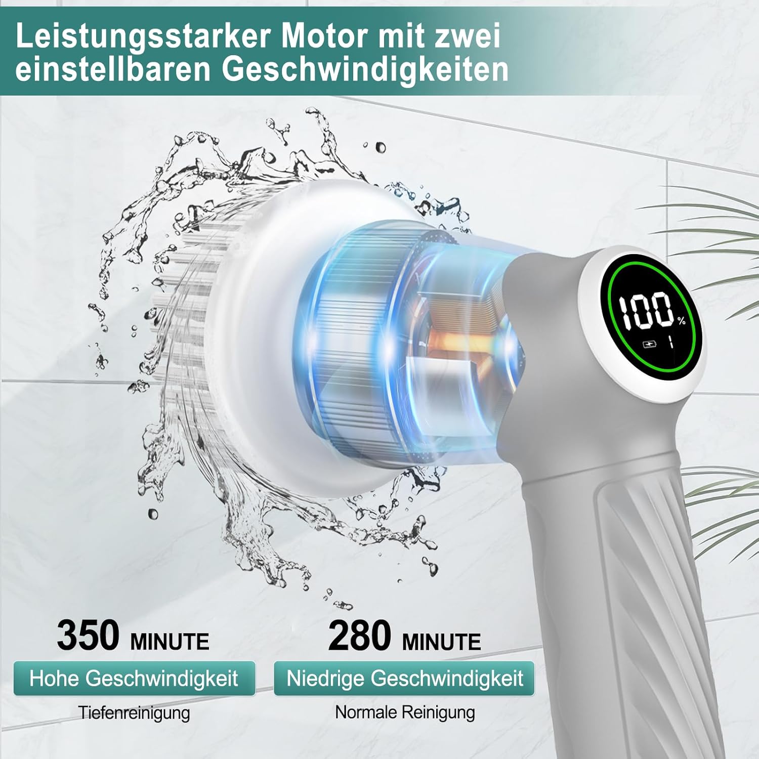 Thumbnail 3 de Kabellose elektrische Reinigungsbürste mit Power Spin Scrubber und 7 Bürstenköpfen (2 Geschwindigkeiten, USB-C)